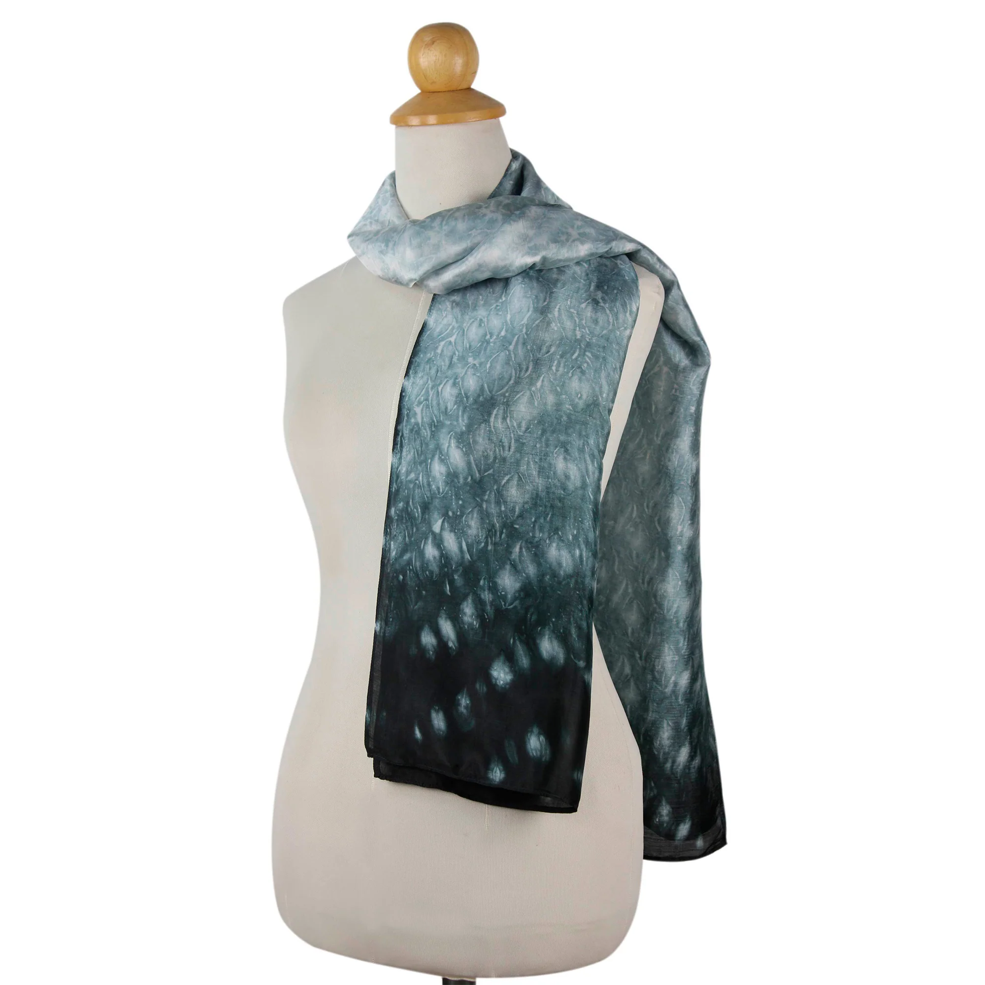 Mottled Black Tie Dye Scarf - Image 4