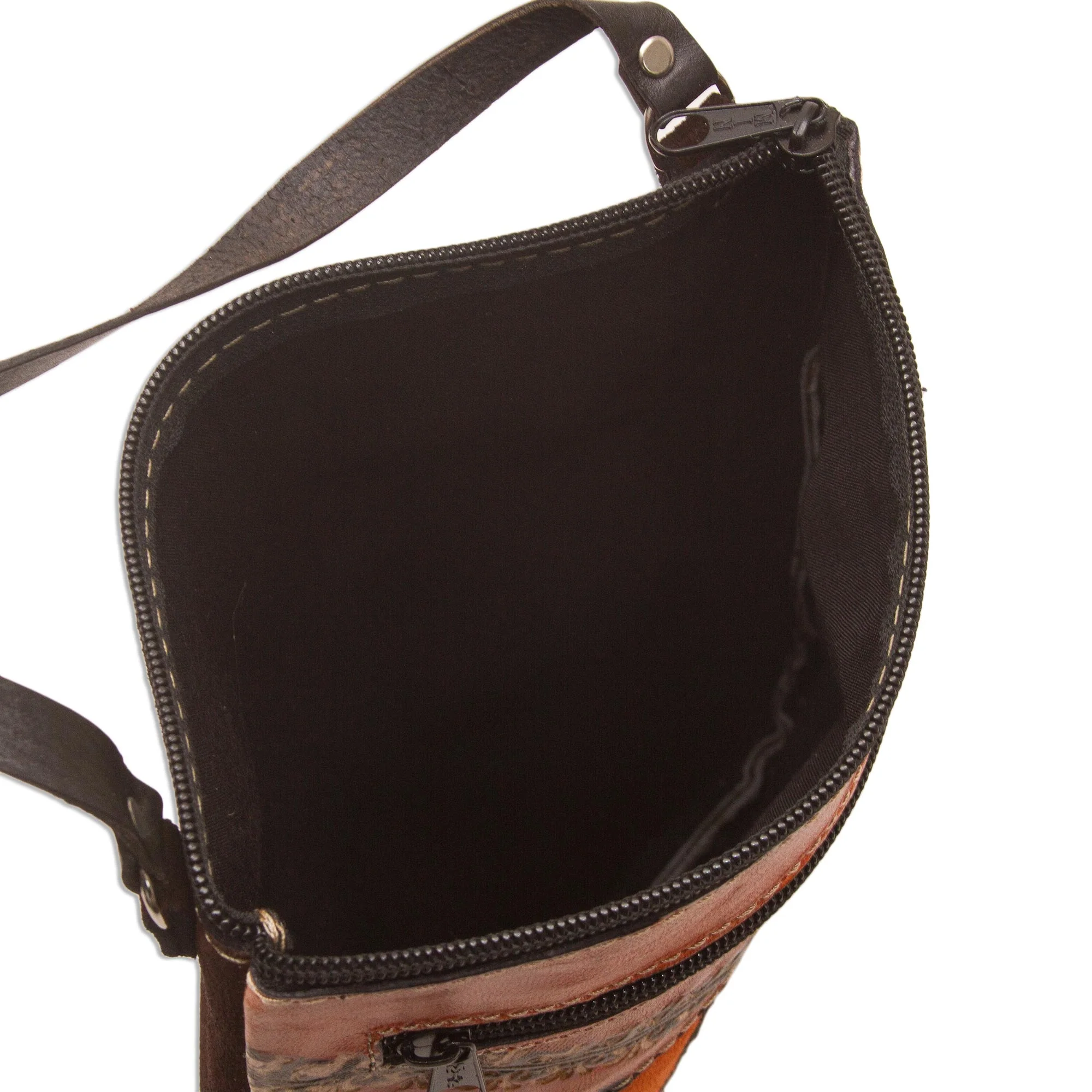 Mountain Llama Llama Pattern Leather Accented Suede Sling in Brown - Image 5