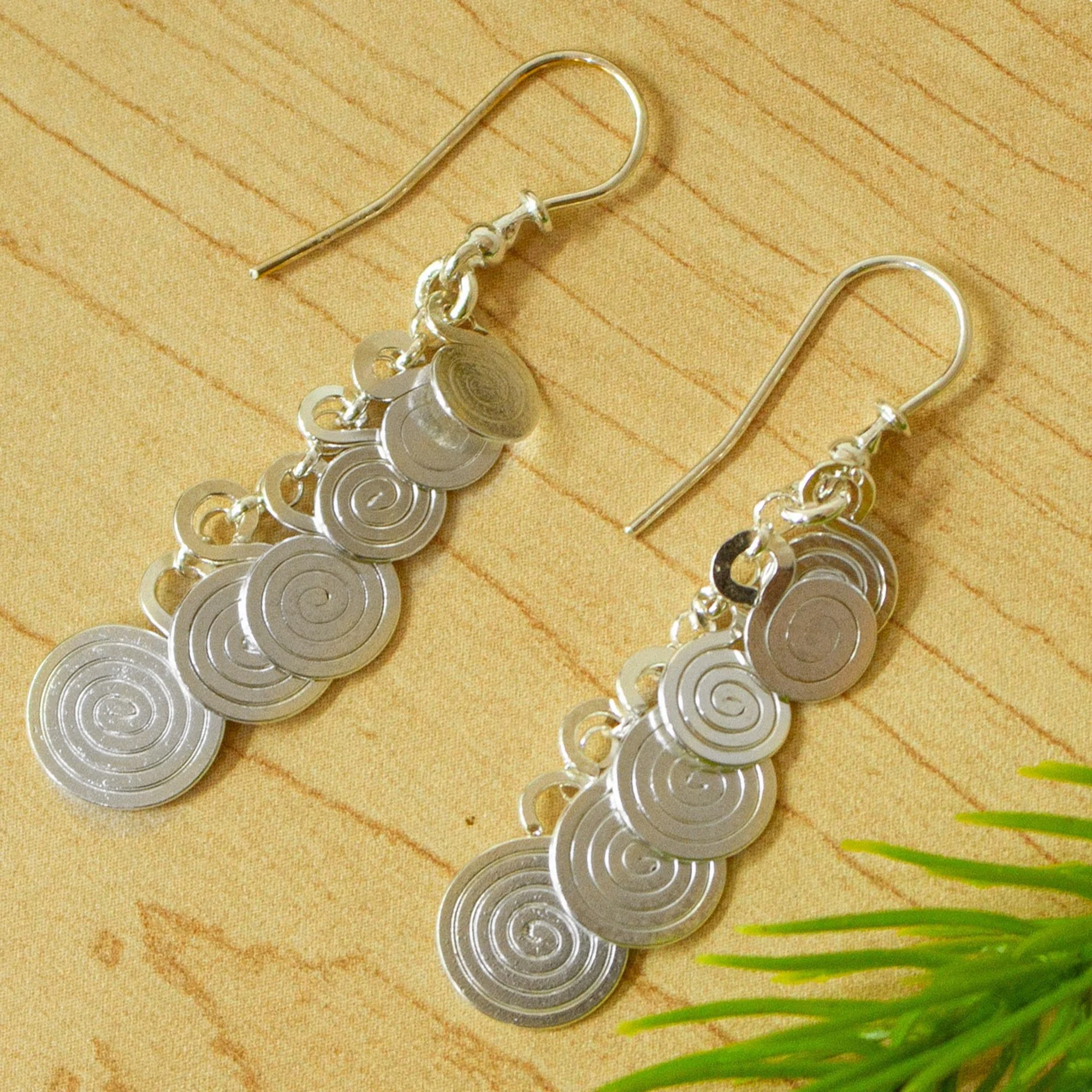 Moving On Long Silver Earrings Artisan Crafted Taxco Jewelry - Image 3