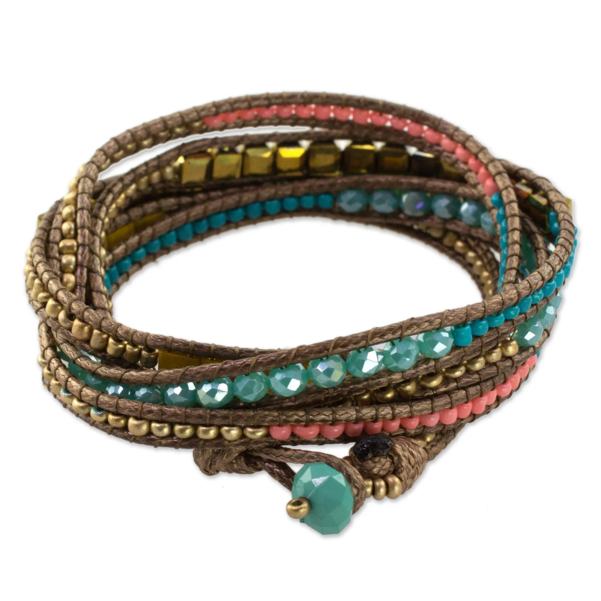 Multicolor Glass Beaded Wrap Bracelet - Image 4