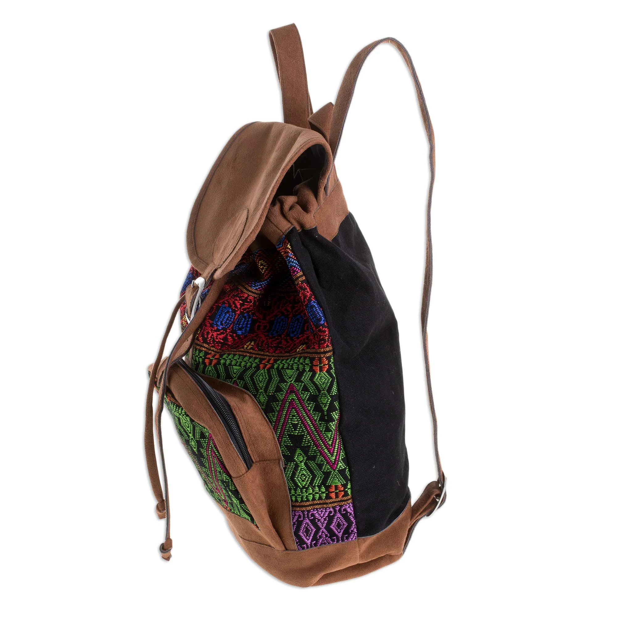 Multicolored Brilliance Vibrant Handwoven Cotton Backpack from Guatemala - Image 3