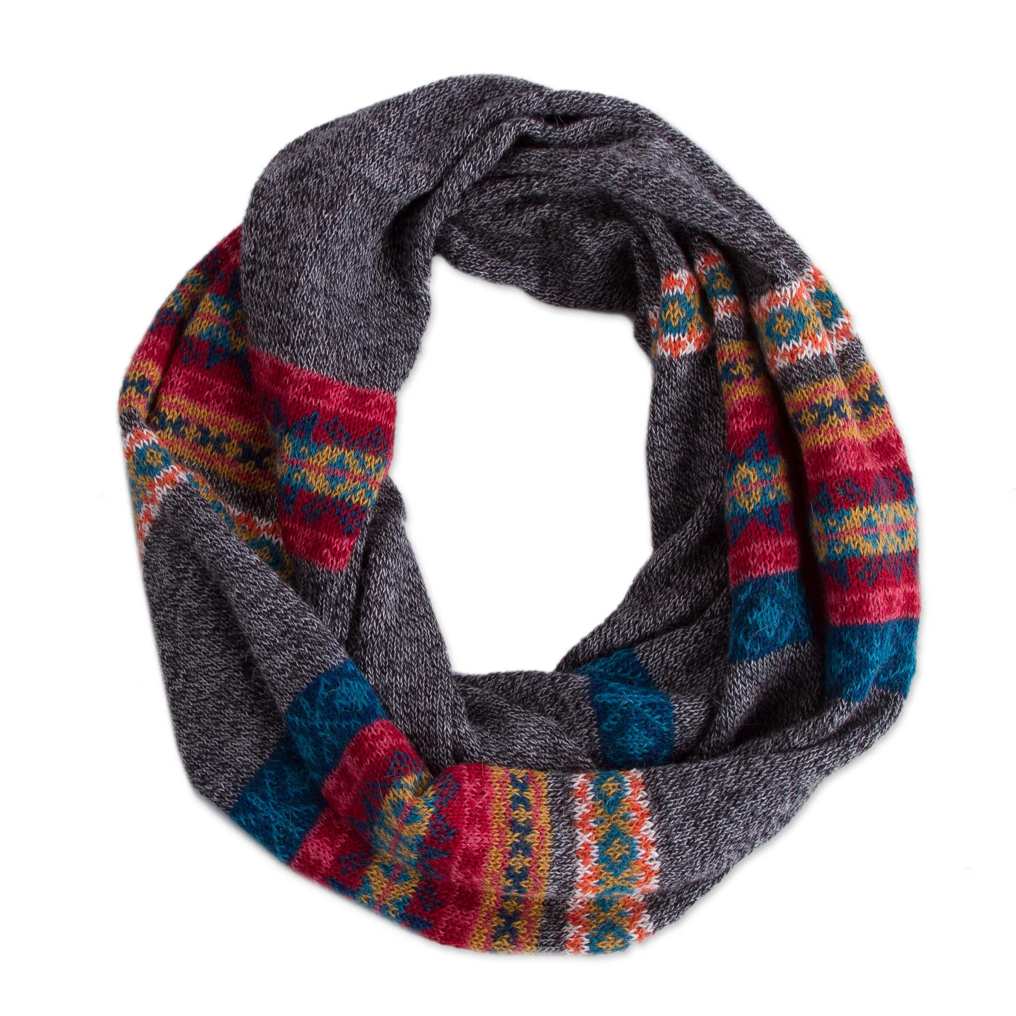 Multicolored Inca Multicolored 100% Alpaca Neck Warmer from Peru - Image 2