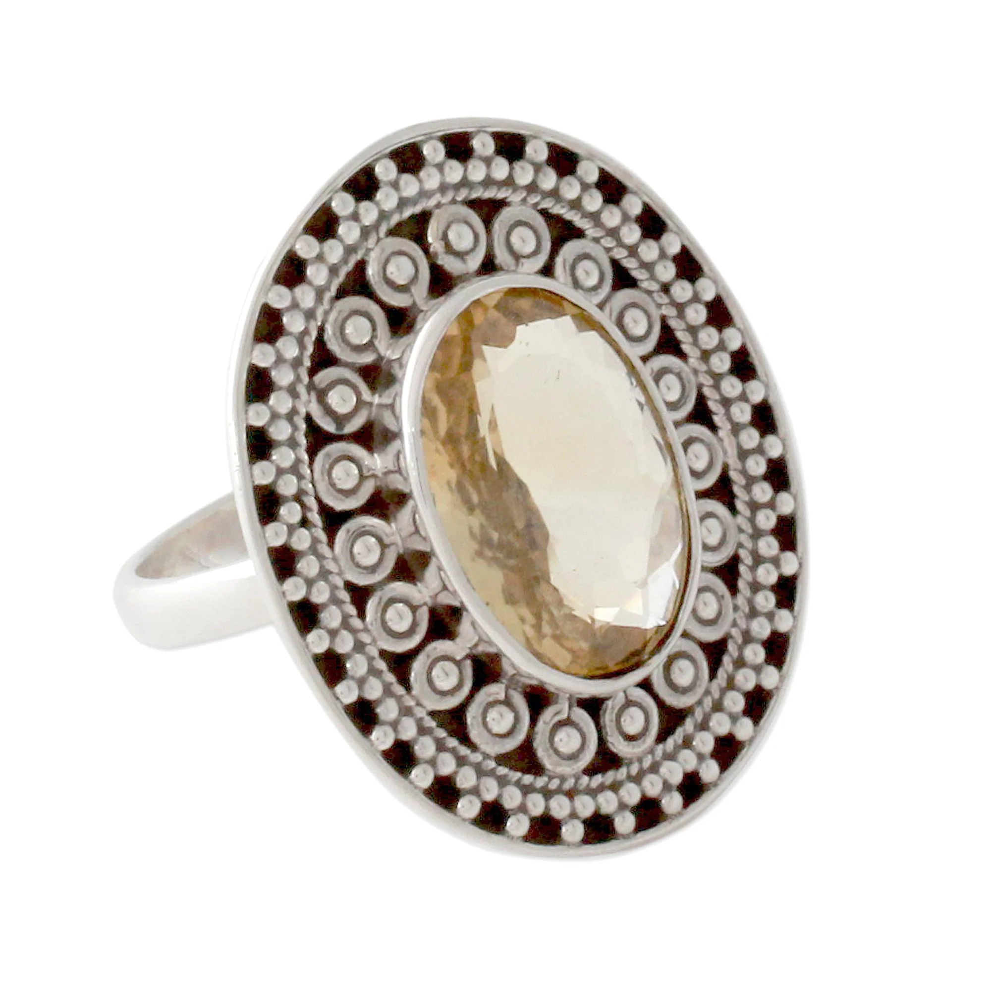 Mumbai Sophisticate Hand Made Dramatic Citrine Ring - Image 2
