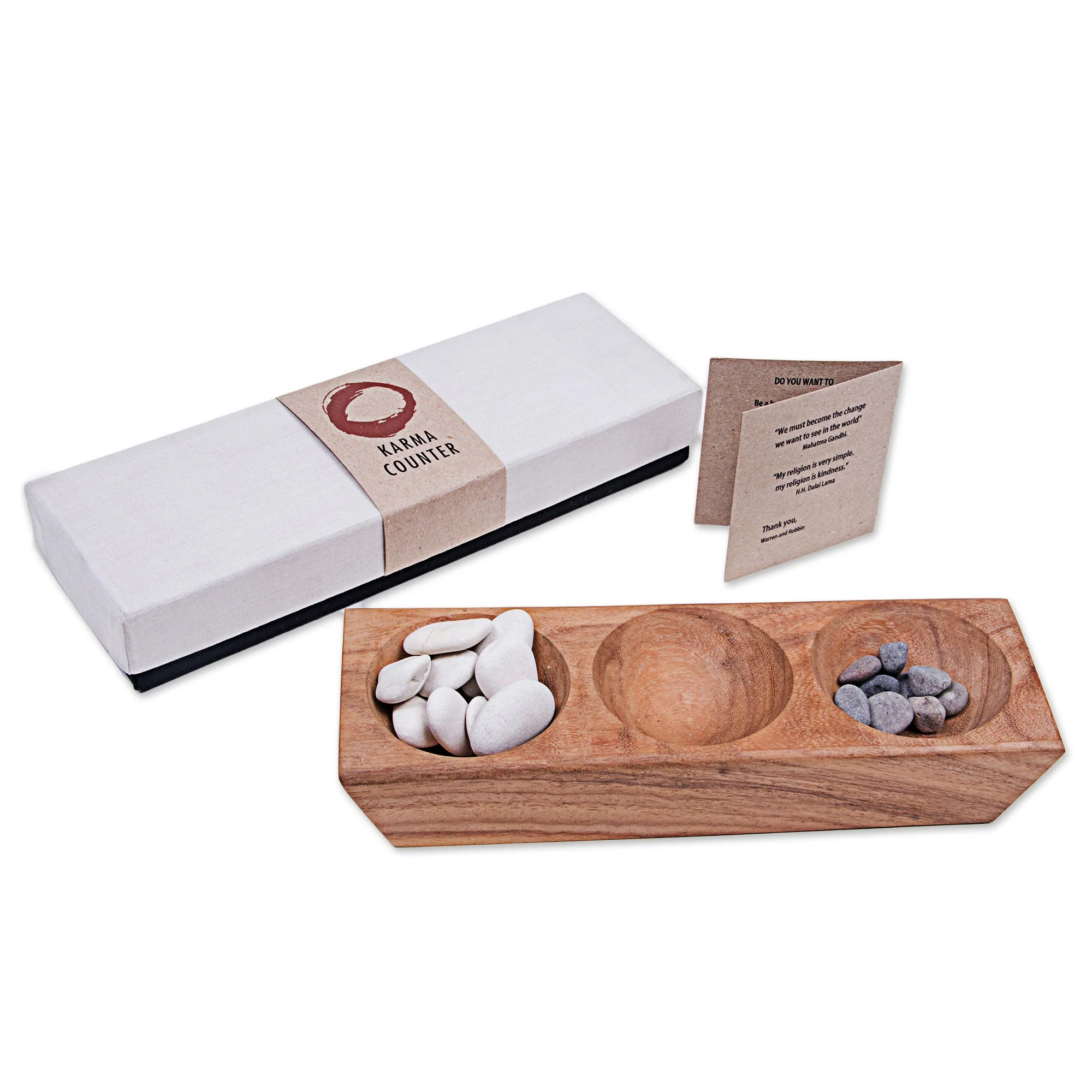 My Day in Natural Brown Handmade Suar Wood Karma Counter from Indonesia - Image 2