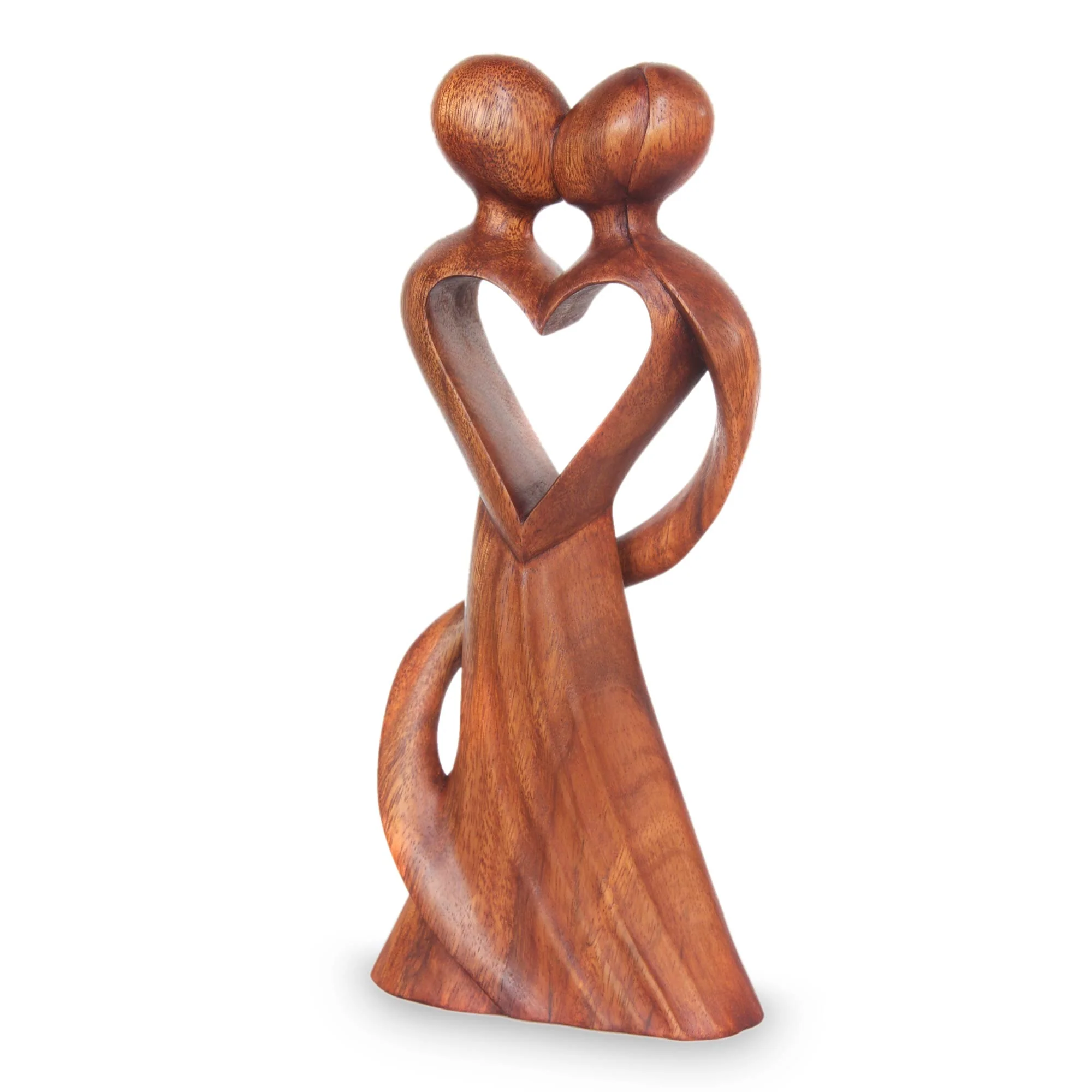 My Heart And Yours Romantic Suar Wood Sculpture - Image 2