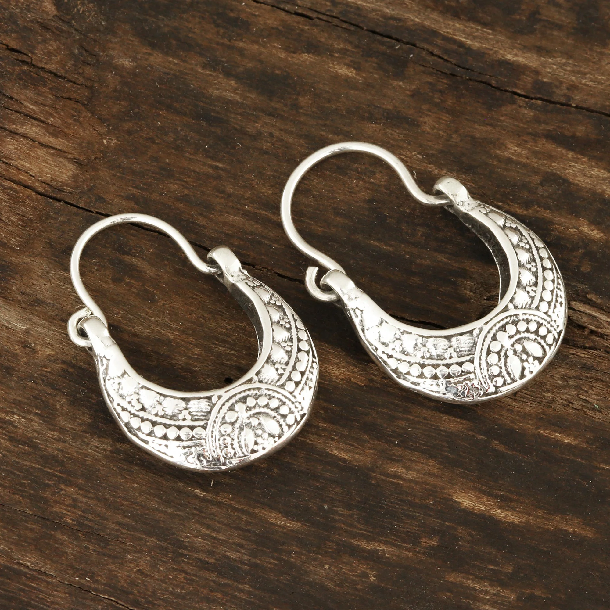 Mystic Cradle Sterling Silver Hoop Earrings Crafted in India - Image 3