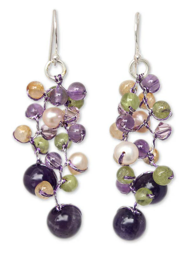 Mystic Passion Multi-Gem Pearl Earrings - Image 2