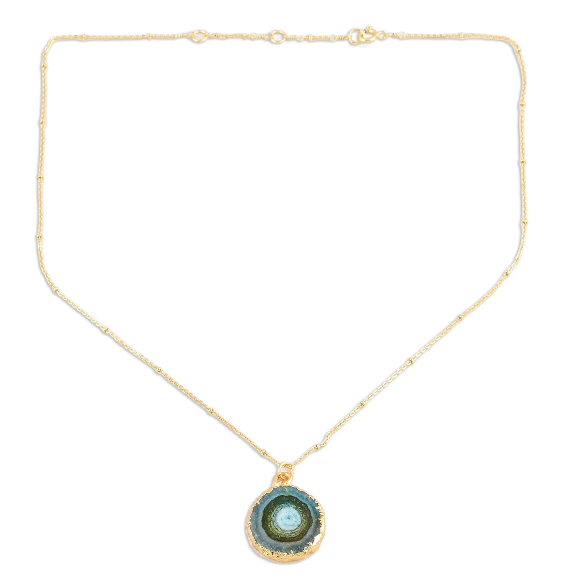 Mystic Power Gold-Plated Green Solar Quartz Pendant Necklace - Image 5