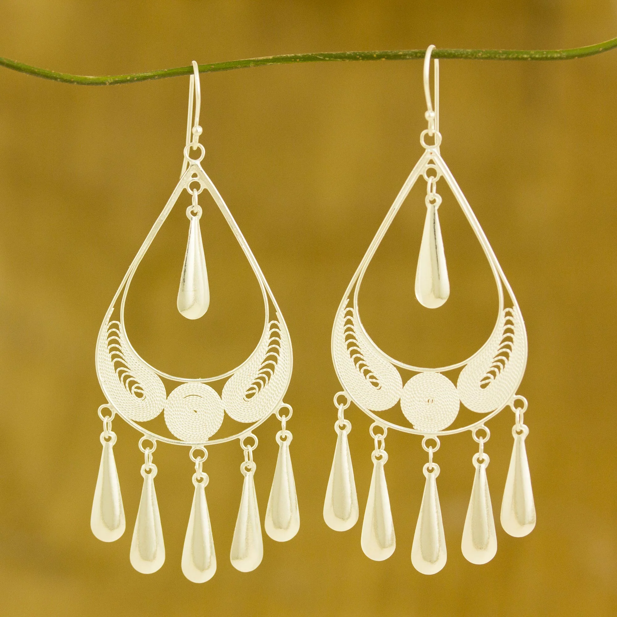 Mystic Rain Sterling Silver Filigree Earrings - Image 3