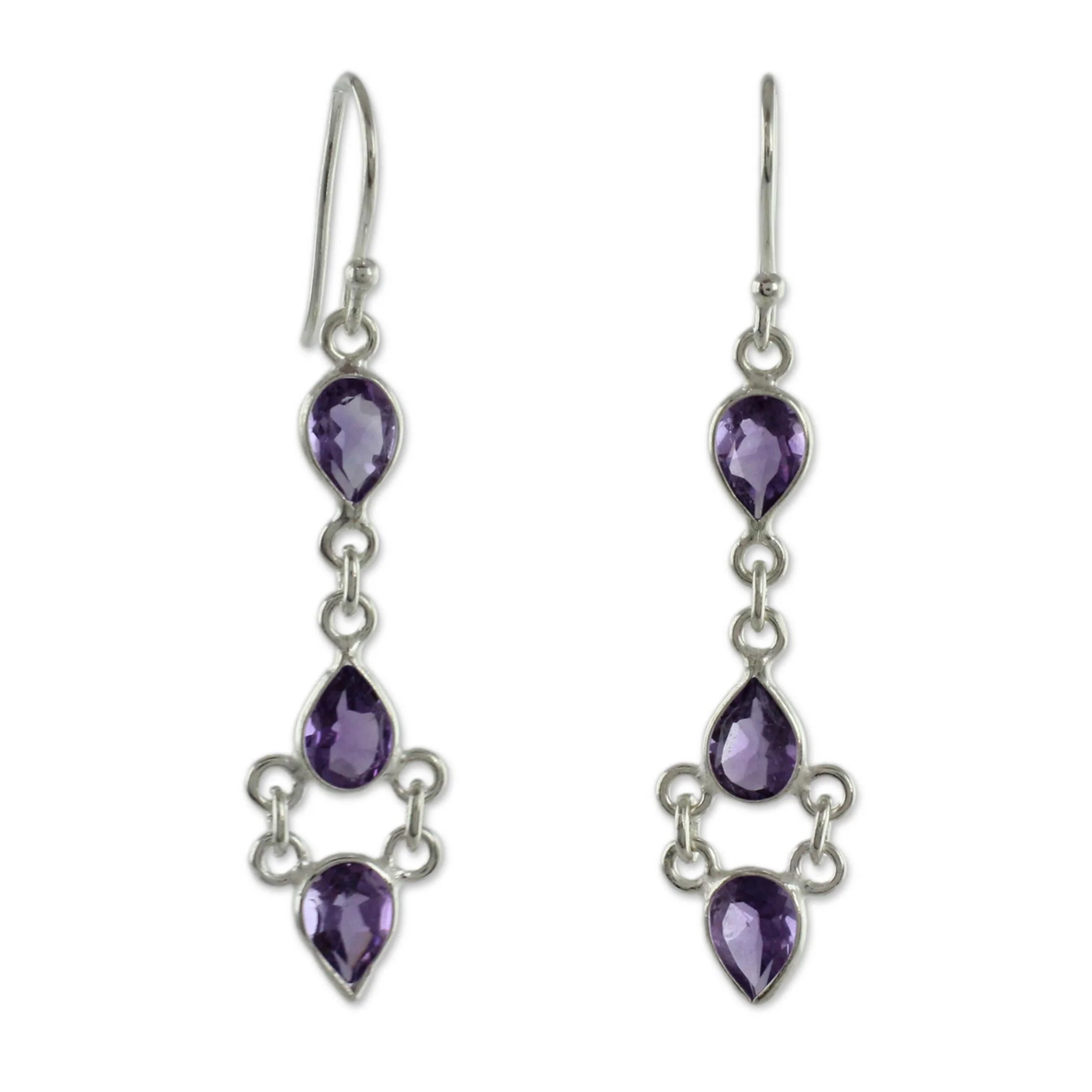 Mystic Wonder Amethyst and Sterling Silver Indian Earrings - Image 2