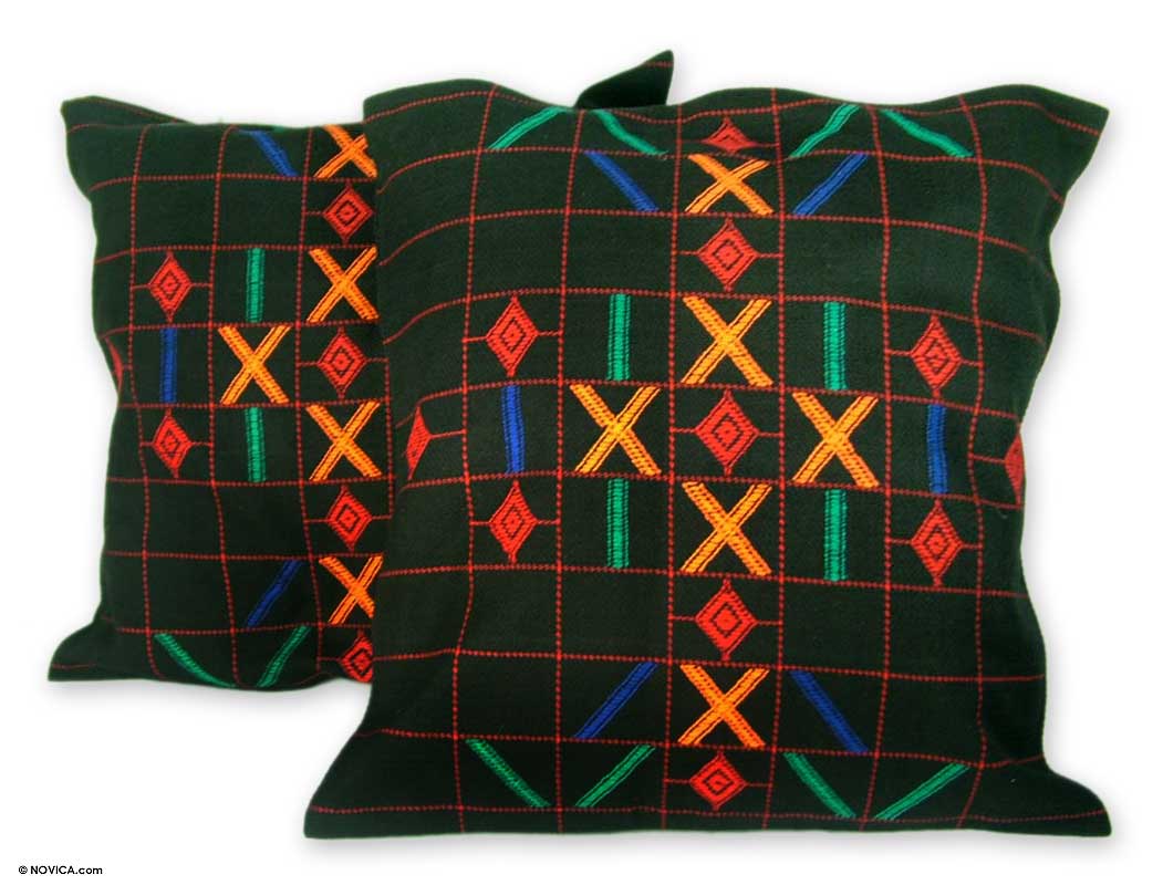 Mystical Algorithm Hand Crafted Cotton Cushion Covers (Pair) - Image 2