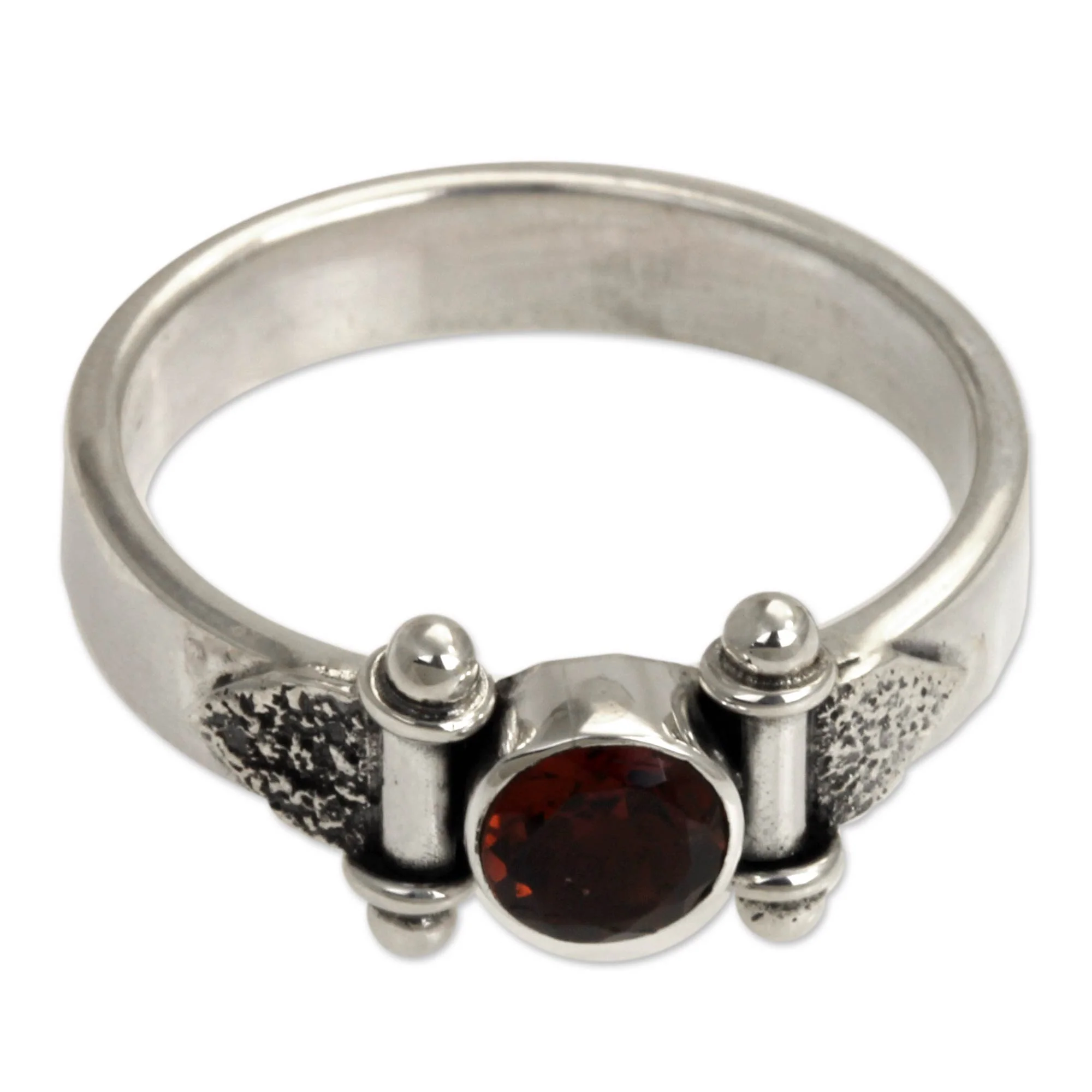 Mystical Eye Silver & Garnet Solitaire Ring - Image 2