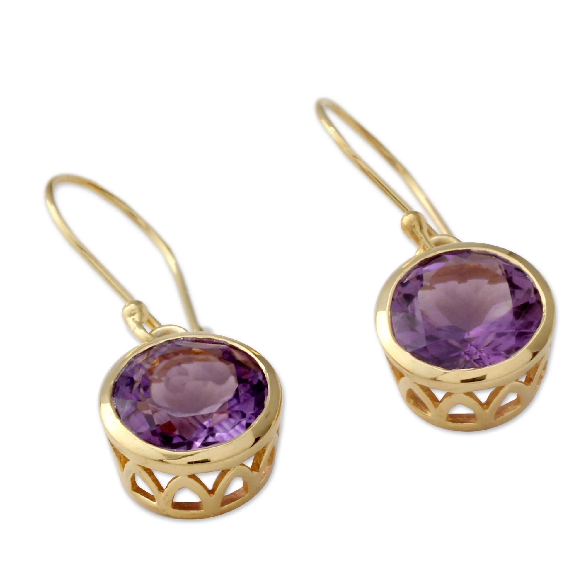 Mystical Flower Amethyst Drop Earrings - Image 3