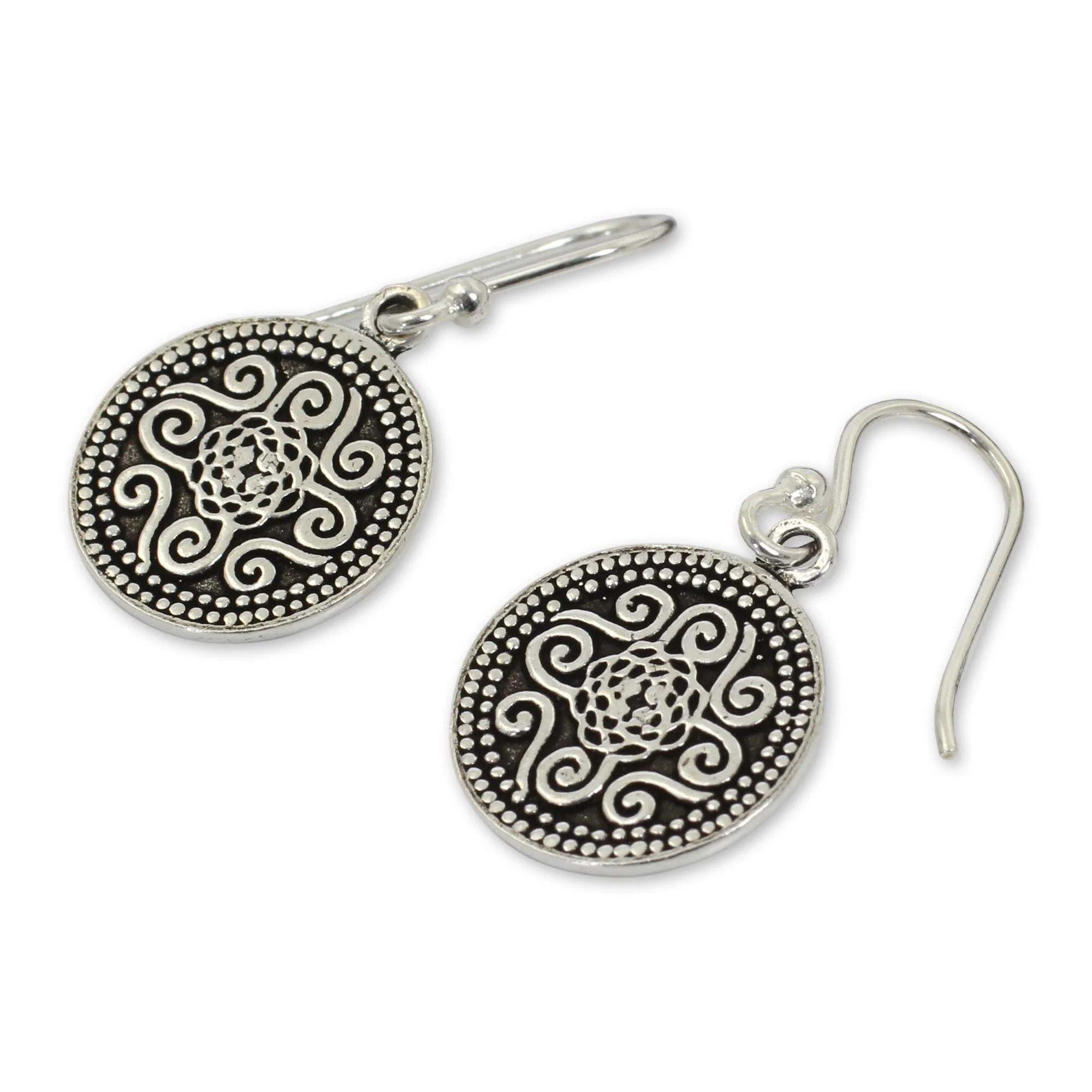 Mystical Medallion Unique Sterling Silver Dangle Earrings - Image 3