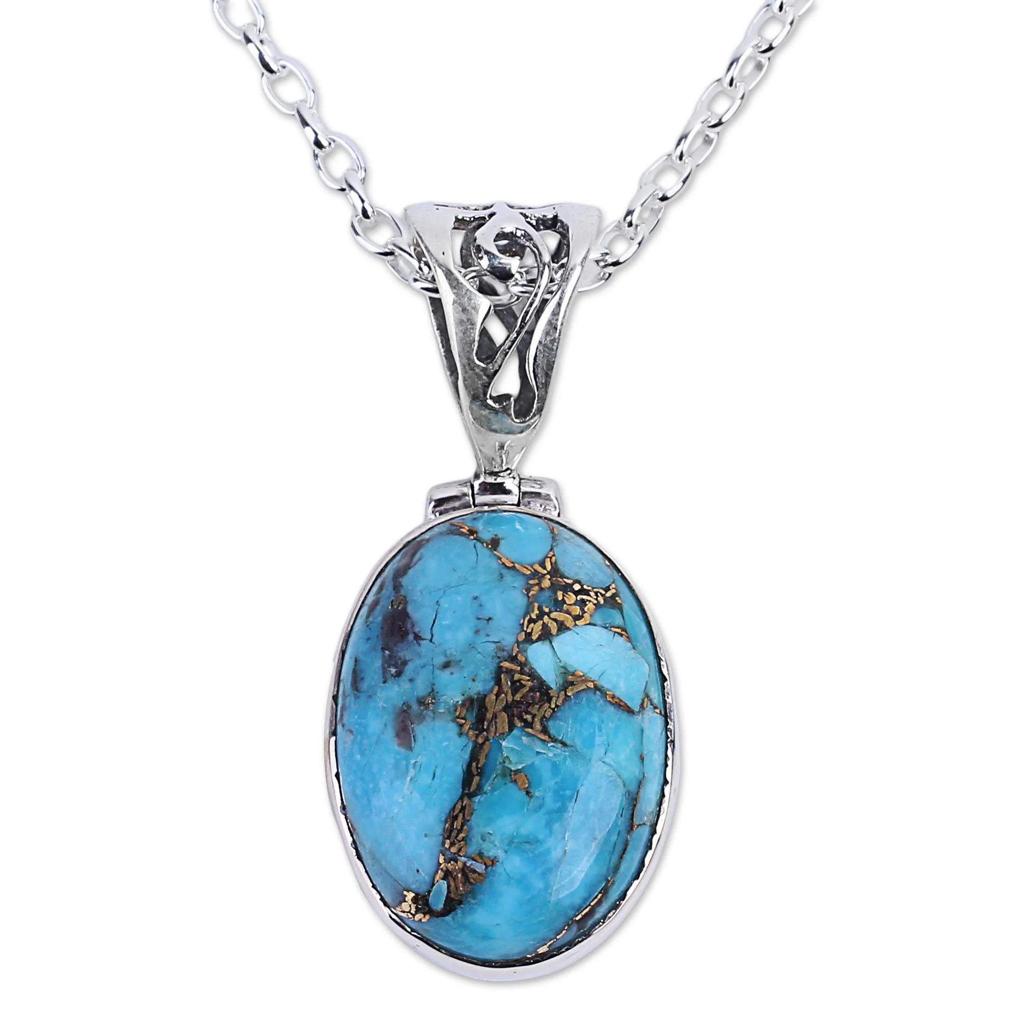 Mystical Turquoise Oval Pendant Necklace - Image 2