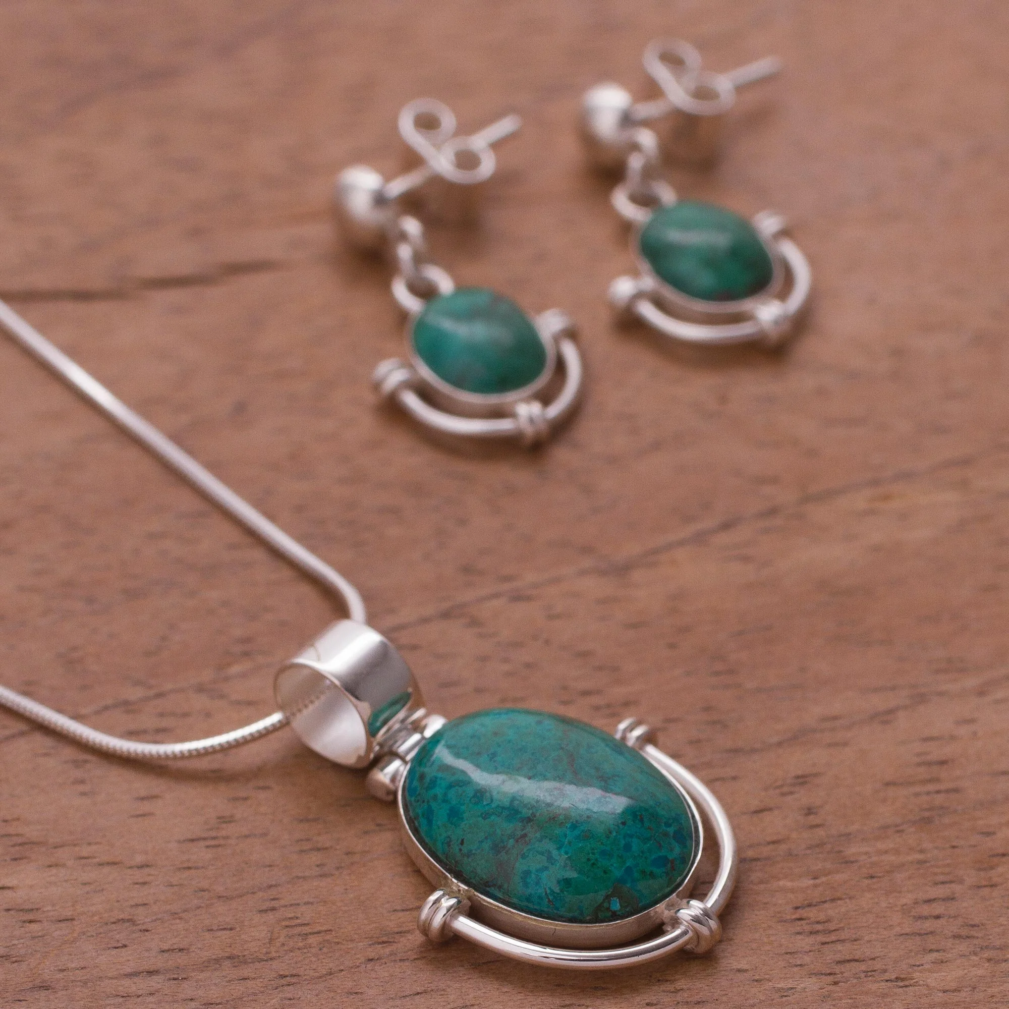 Mystique Chrysocolla jewelry set - Image 3