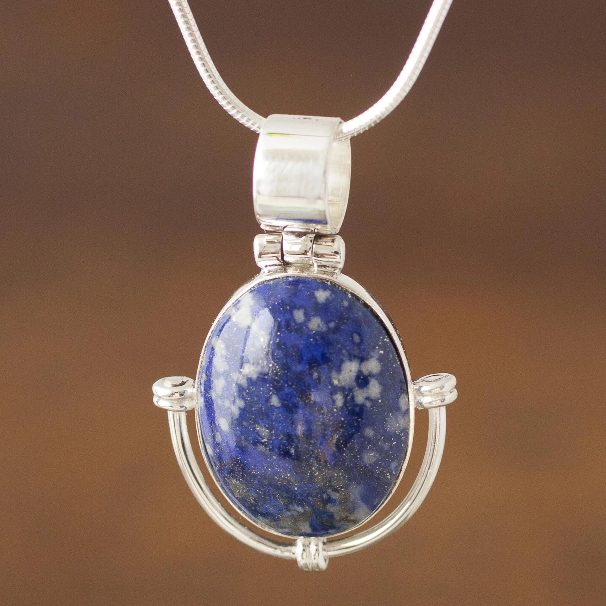 Mystique Handcrafted Lapis Lazuli Pendant and Earrings Jewelry Set - Image 3