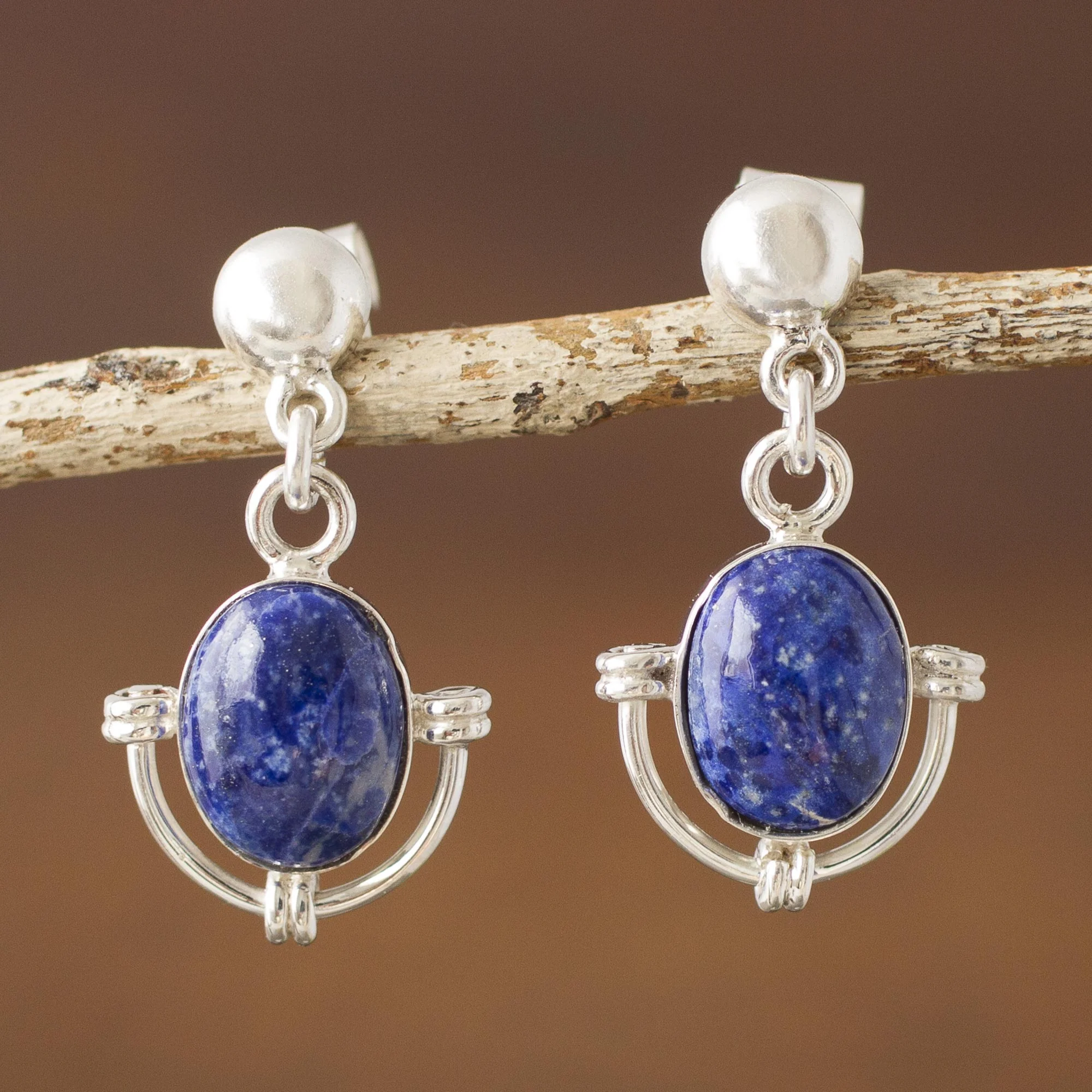 Mystique Handcrafted Lapis Lazuli Pendant and Earrings Jewelry Set - Image 4