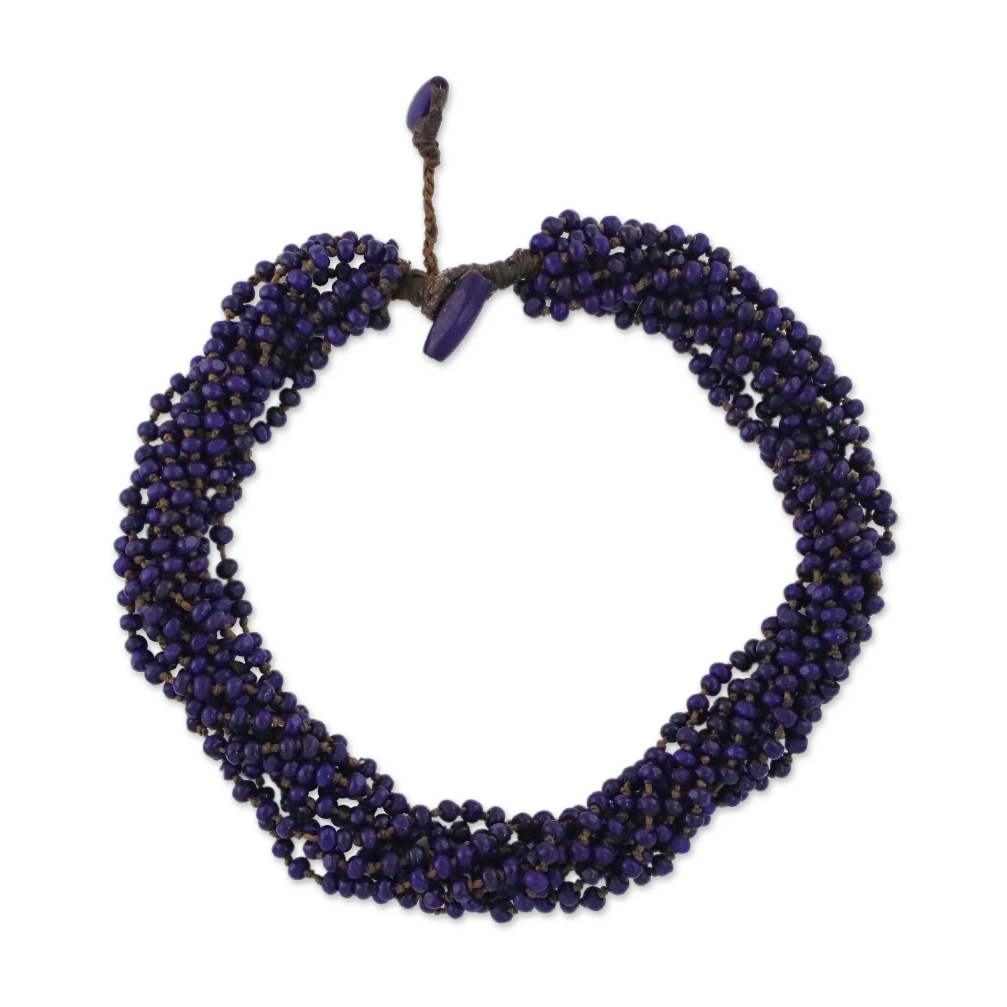 Nan Belle Purple Beaded Wood Torsade Necklace - Image 2