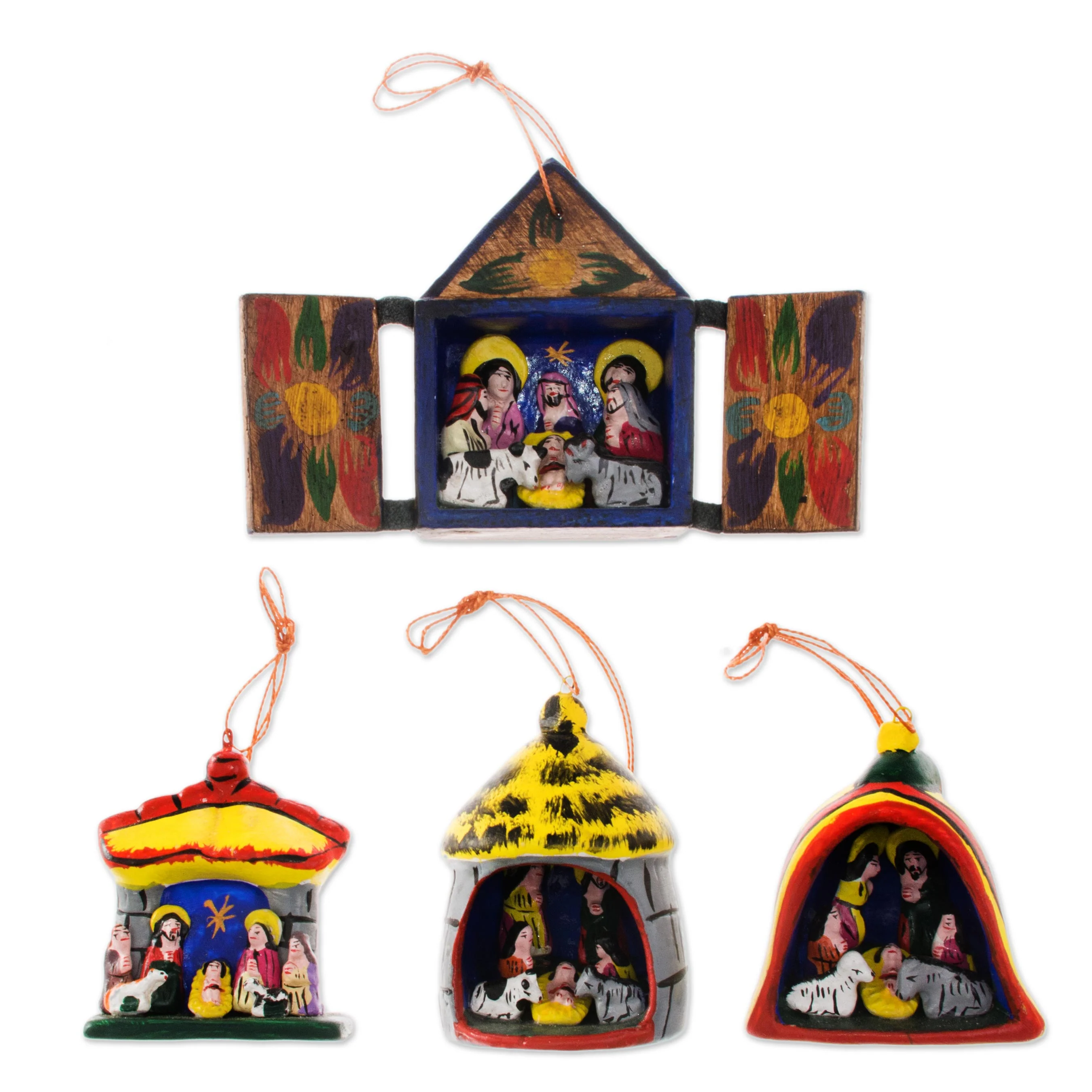 Nativity Hand Made Religious Wood Christmas Ornaments (Set of 4) - Image 2