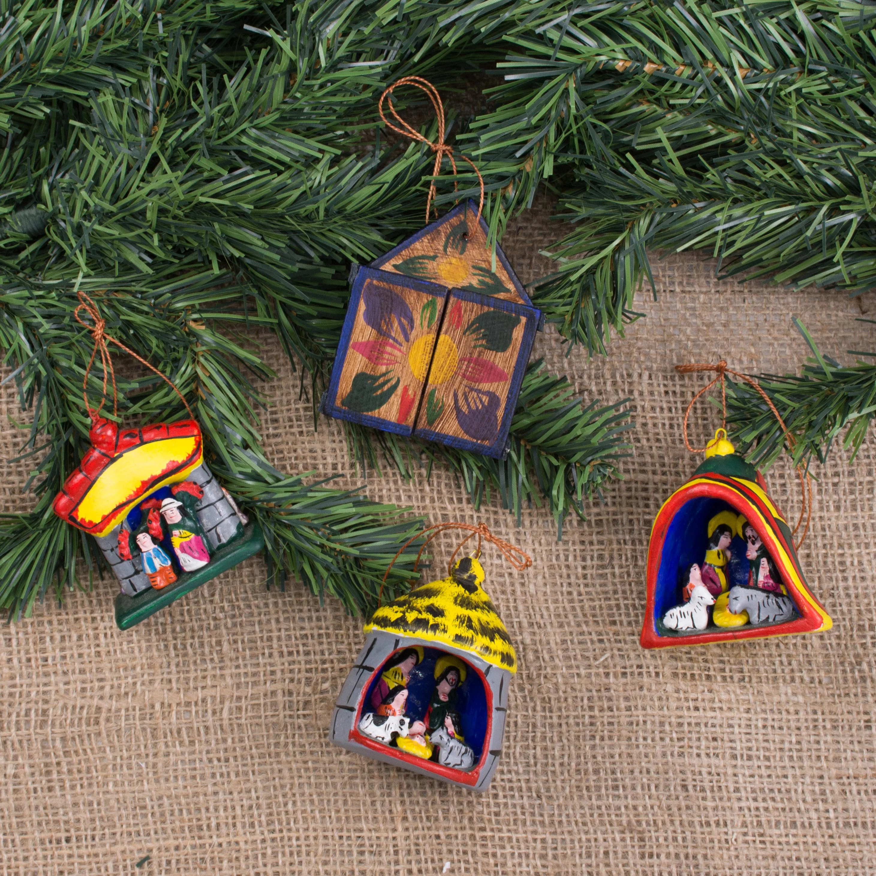 Nativity Hand Made Religious Wood Christmas Ornaments (Set of 4) - Image 3