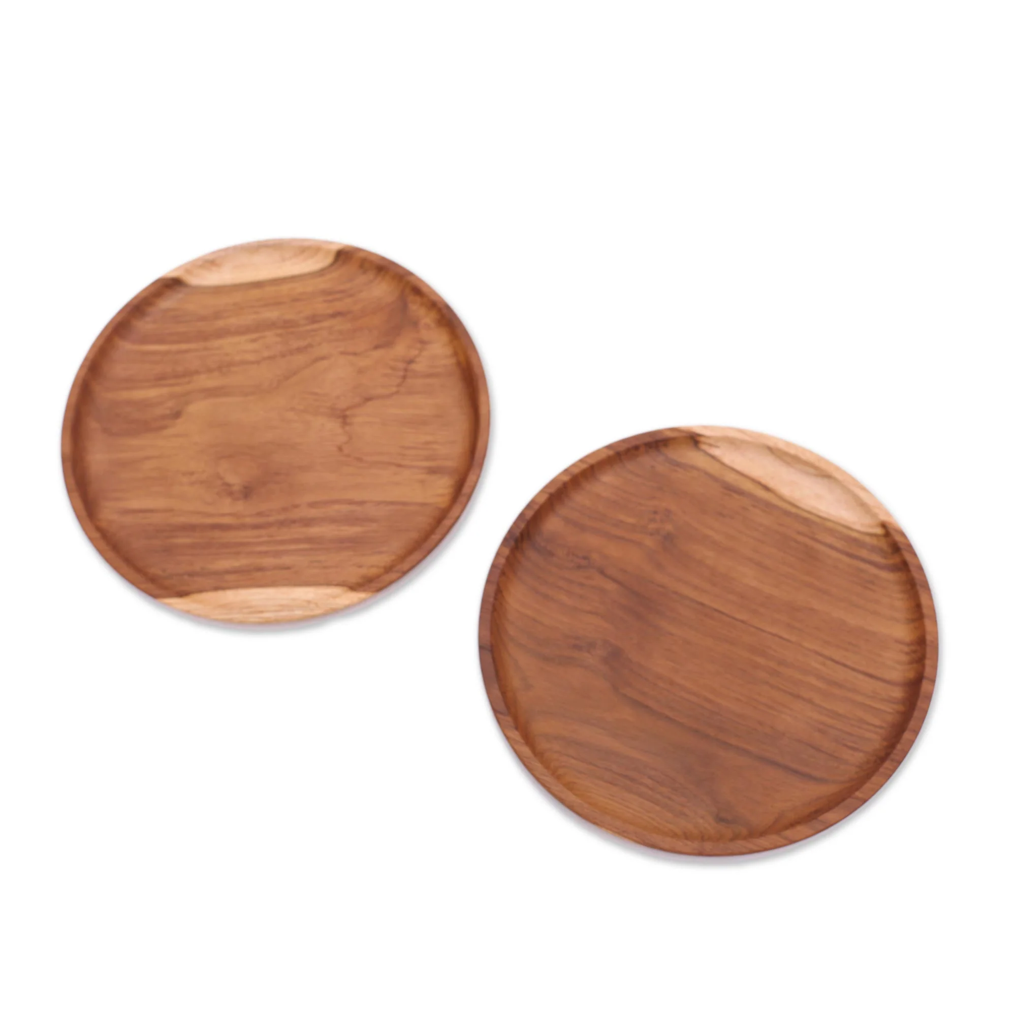 Natural Appetite Handcrafted Teak Wood Luncheon Plates (Pair) - Image 4