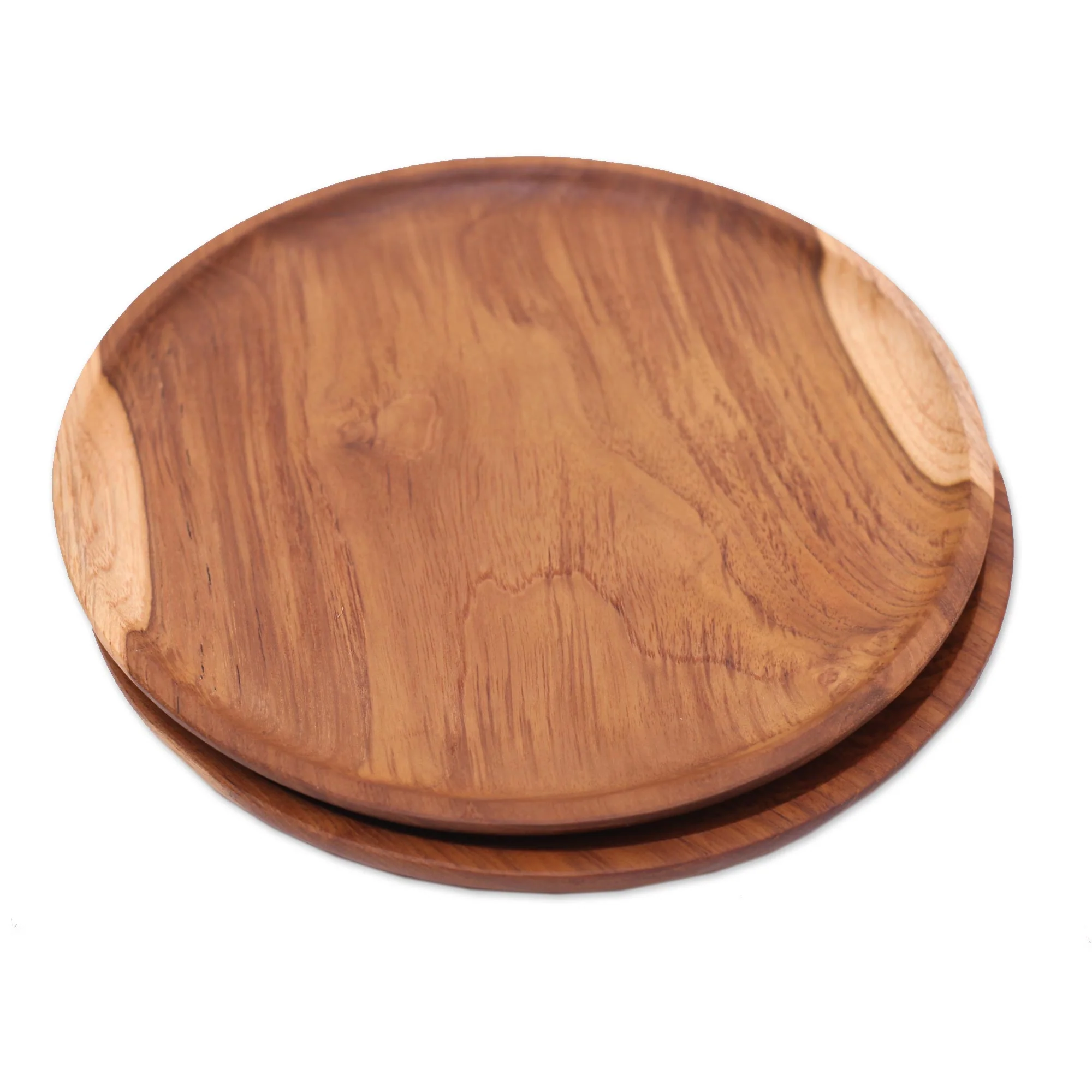 Natural Appetite Handcrafted Teak Wood Luncheon Plates (Pair) - Image 5