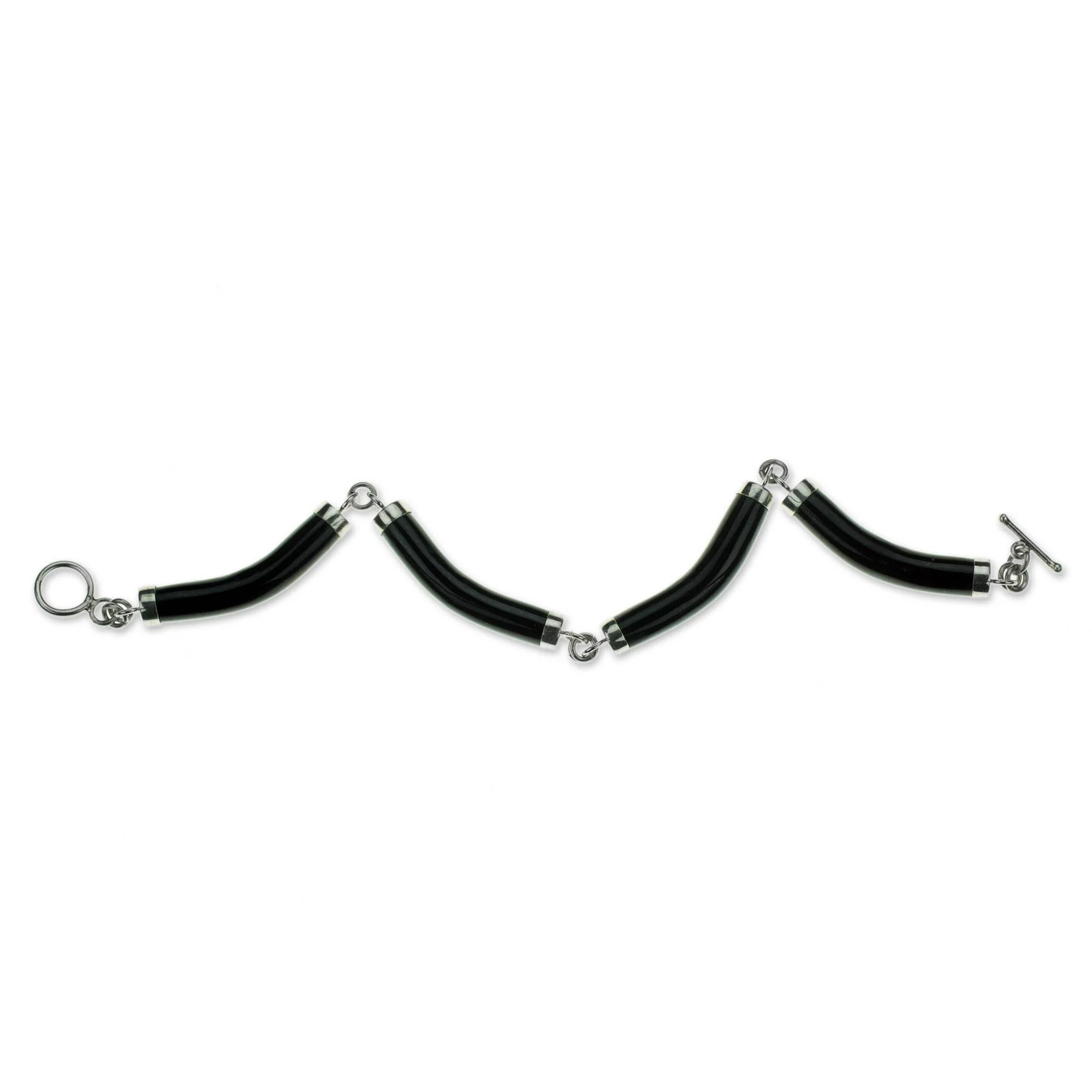 Natural Connection Artisan Crafted Black Jade and Sterling Silver Bracelet - Image 3