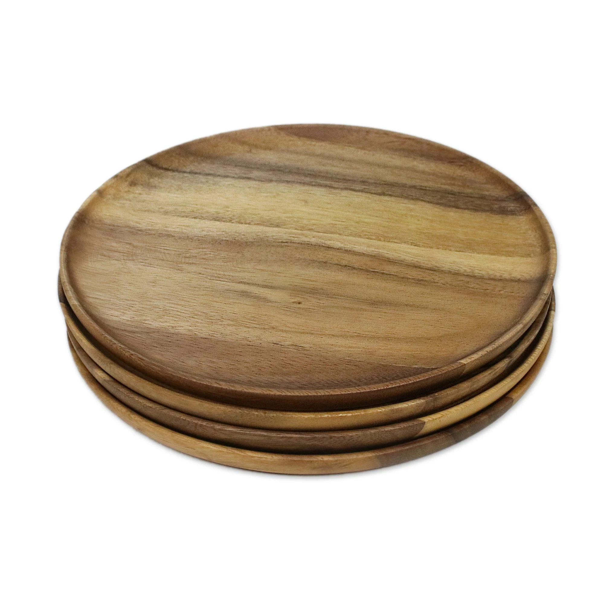 Natural Discs Hand Crafted Round Wood Plate Set - Image 3