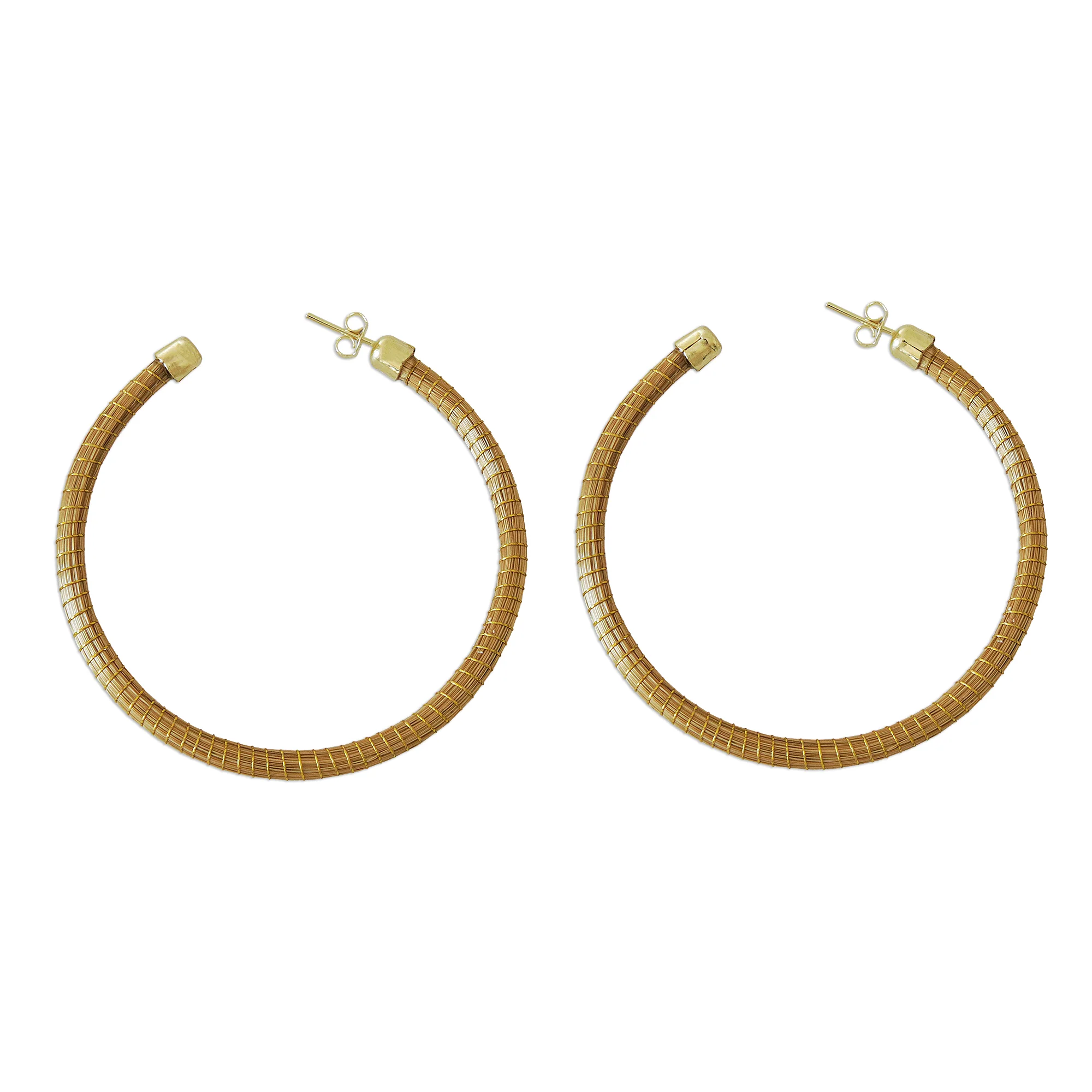 Natural Dynamic (2.5 Inch) Brazilian Golden Grass Gold Half hoop Earrings - Image 2