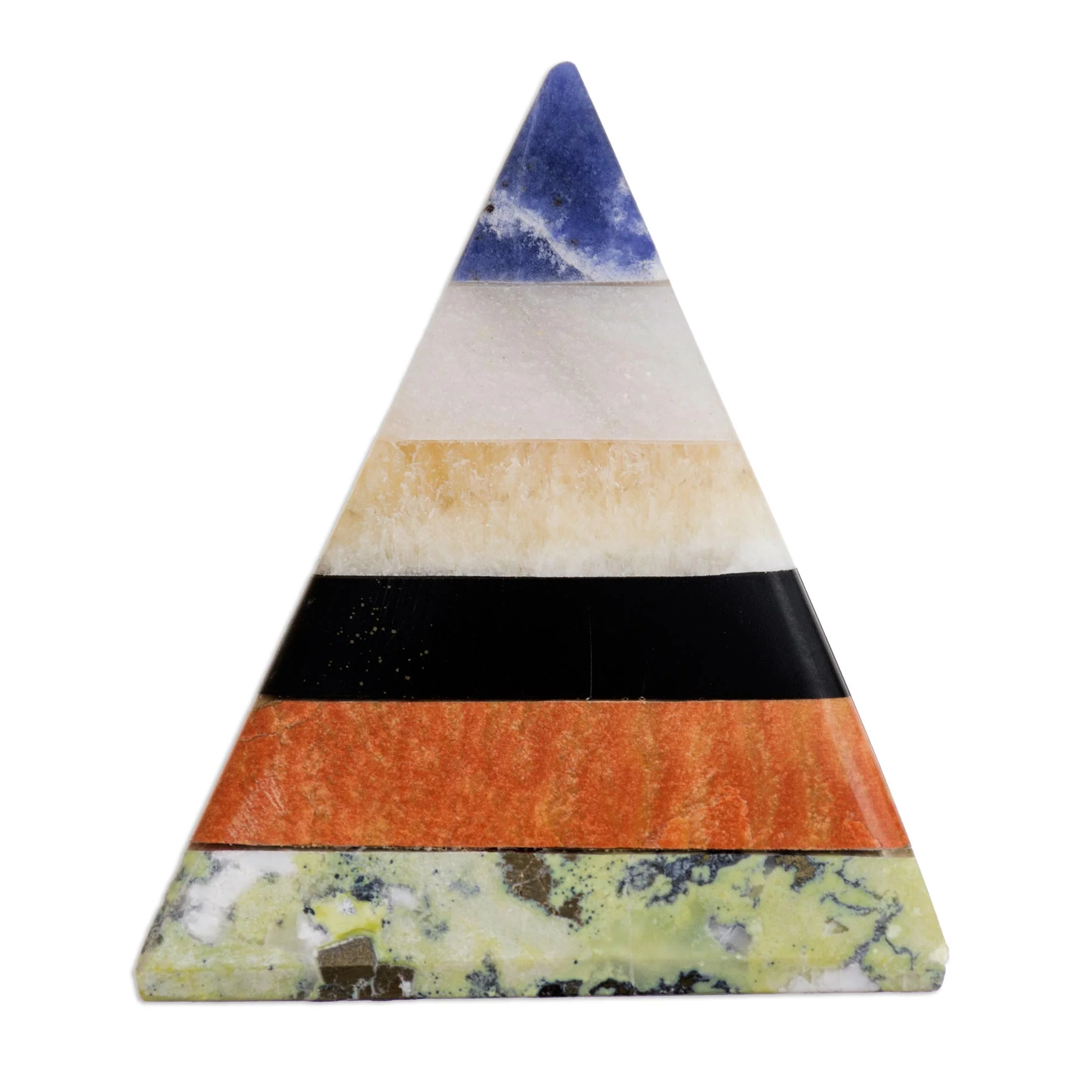 Natural Energy Handcrafted Gemstone Pyramid Paperweight Sculpture - Image 3