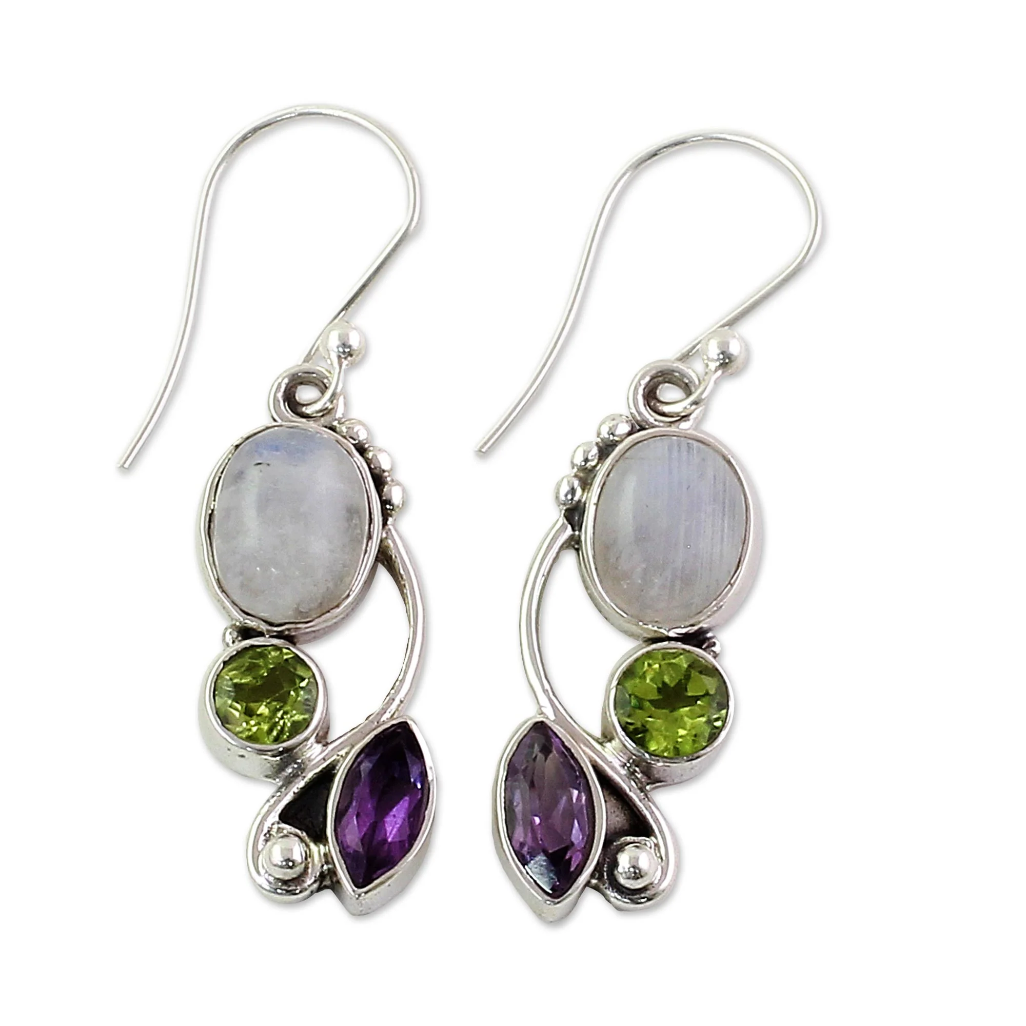 Natural Glamour Rainbow Moonstone Earrings - Image 4