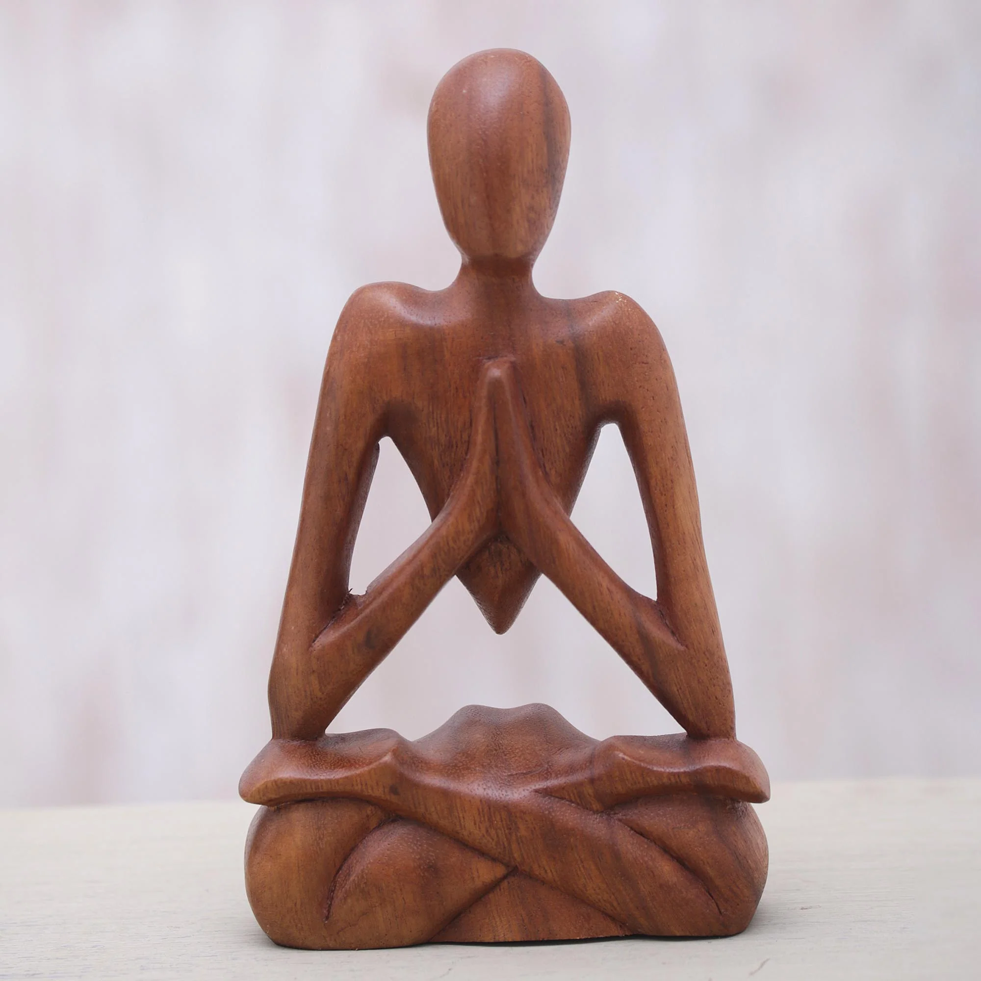 Natural Meditation Wood Lotus Meditation Yoga Sculpture Hand Carved in Bali