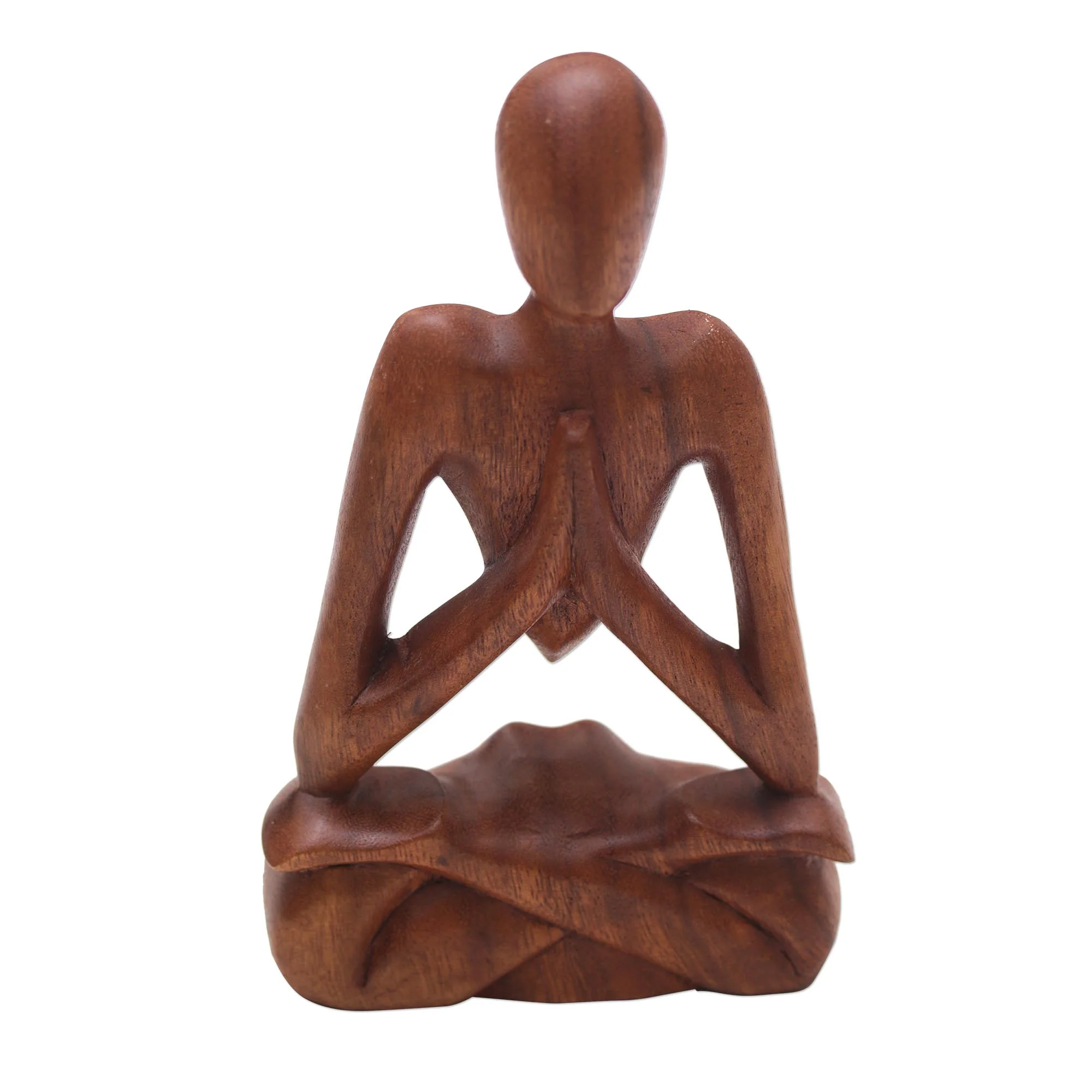 Natural Meditation Wood Lotus Meditation Yoga Sculpture Hand Carved in Bali - Image 2