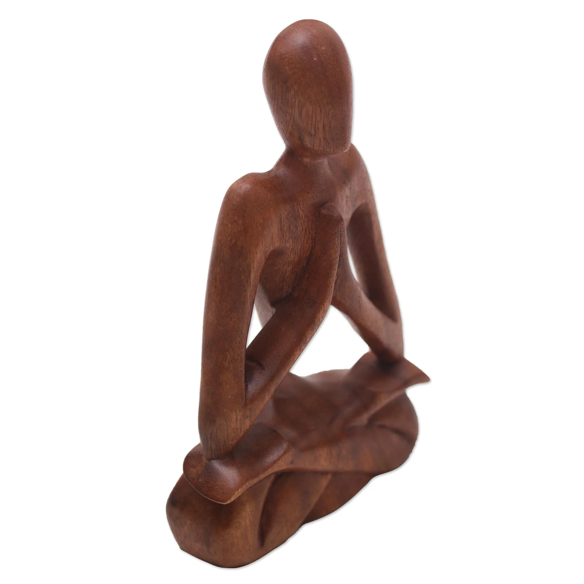 Natural Meditation Wood Lotus Meditation Yoga Sculpture Hand Carved in Bali - Image 4