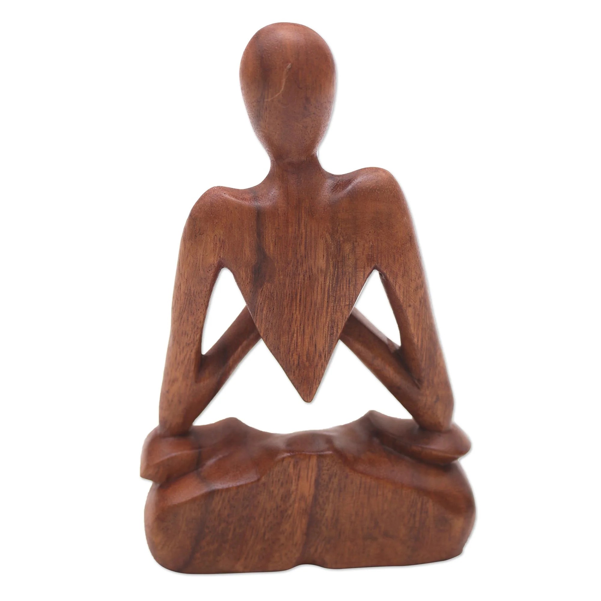 Natural Meditation Wood Lotus Meditation Yoga Sculpture Hand Carved in Bali - Image 5