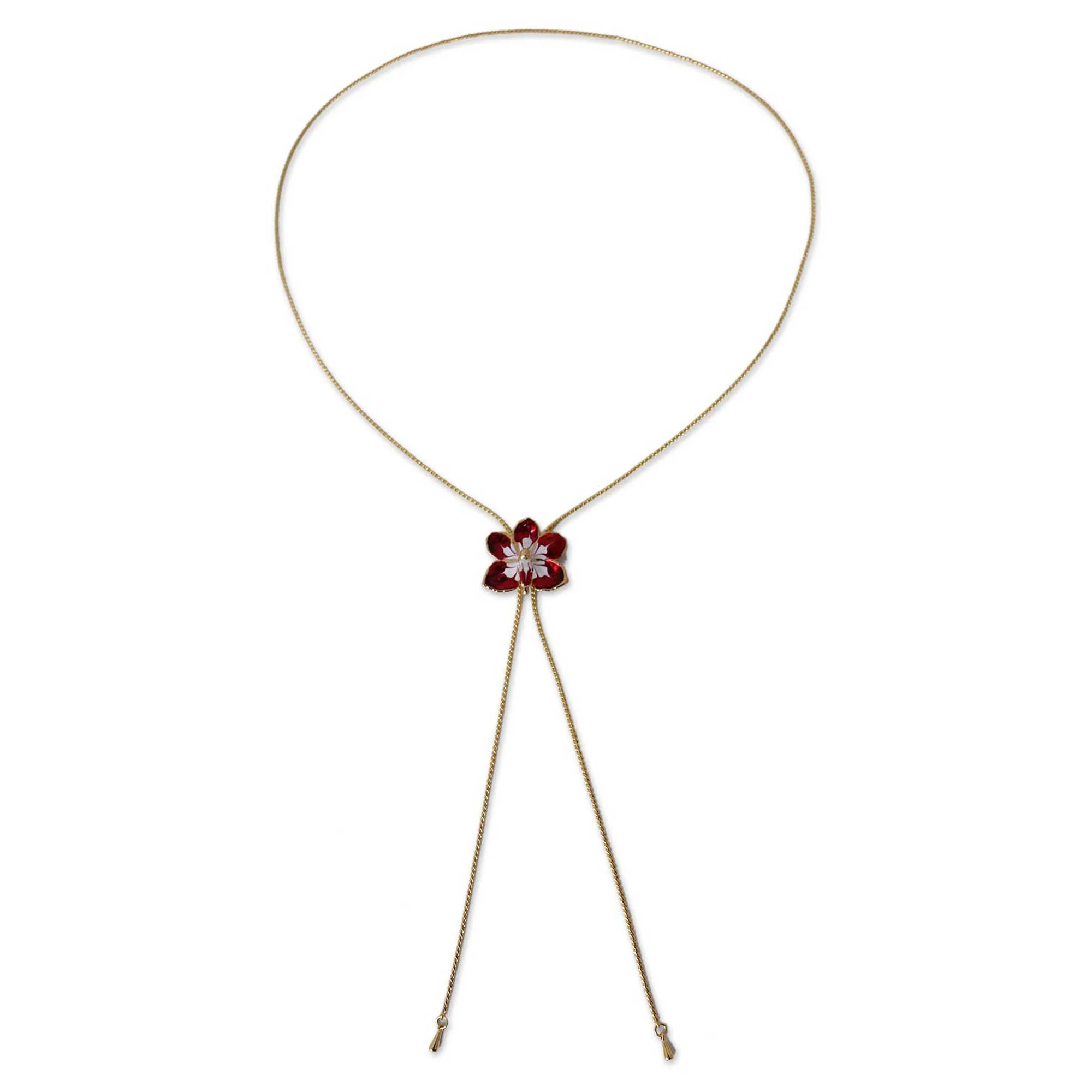 Natural Orchid Pendant Lariat Necklace - Image 2