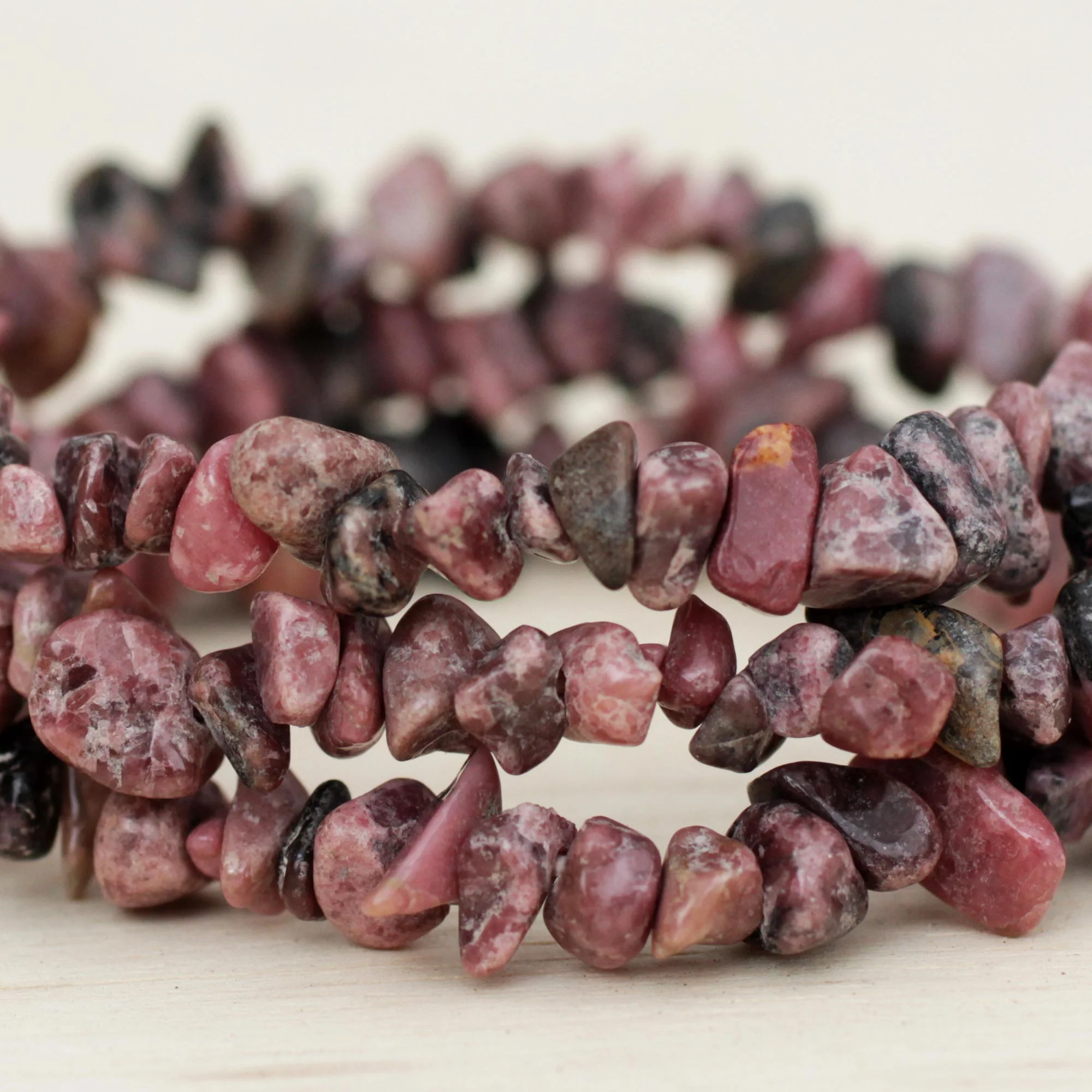 Naturally Enchanting Three Rhodonite Beaded Stretch Bracelets from Brazil - Image 4