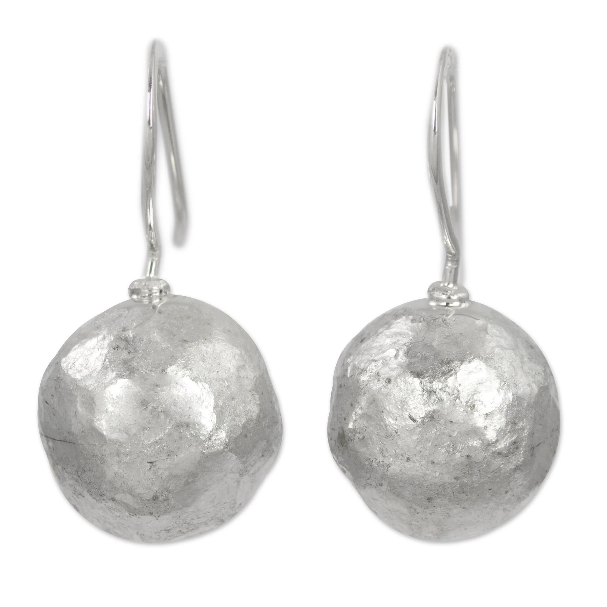 Nature's Treasures Hand Made Sterling Silver Round Drop Earrings from Mexico - Image 2