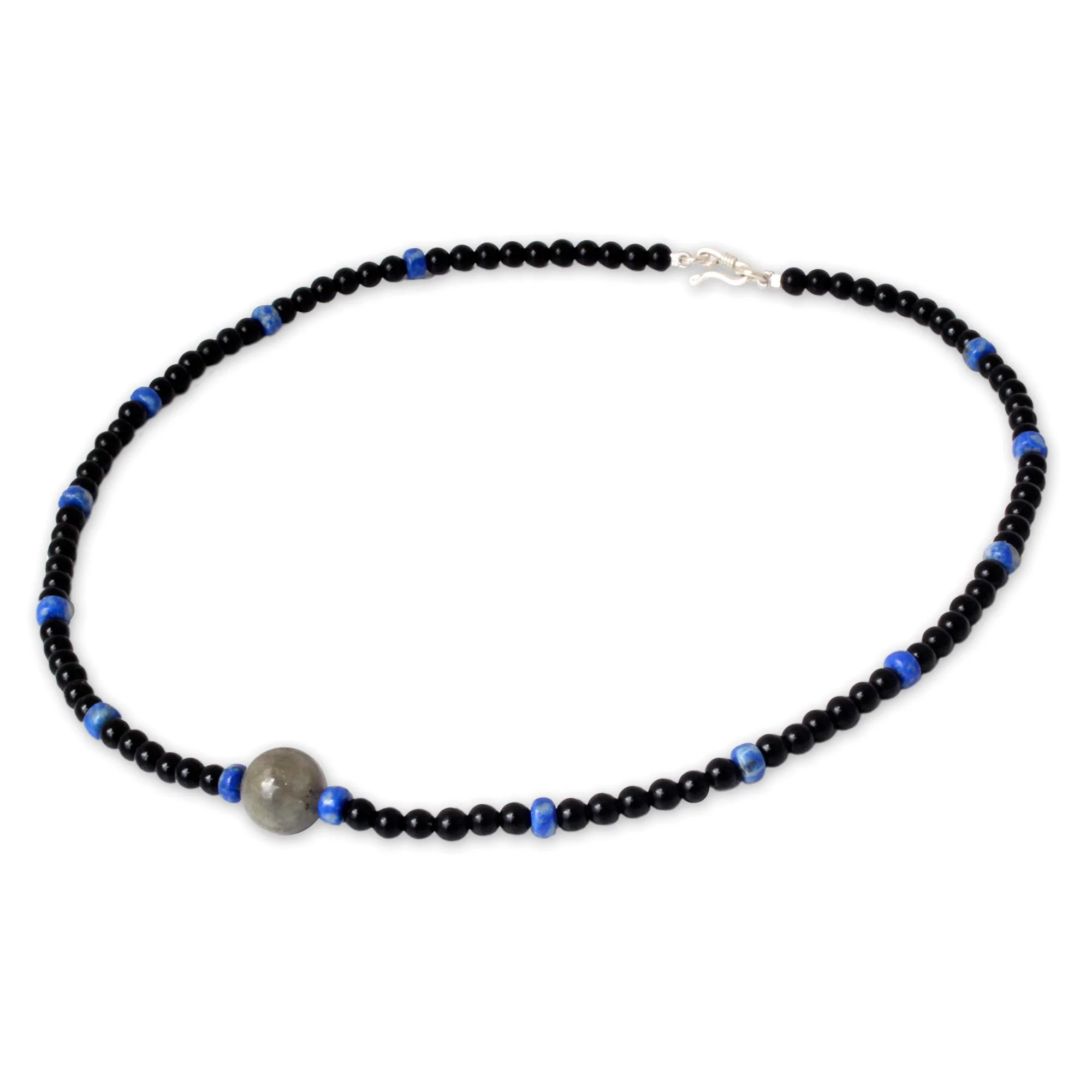 Neptune's Queen Multi-Gem Onyx & Silver Necklace - Image 3