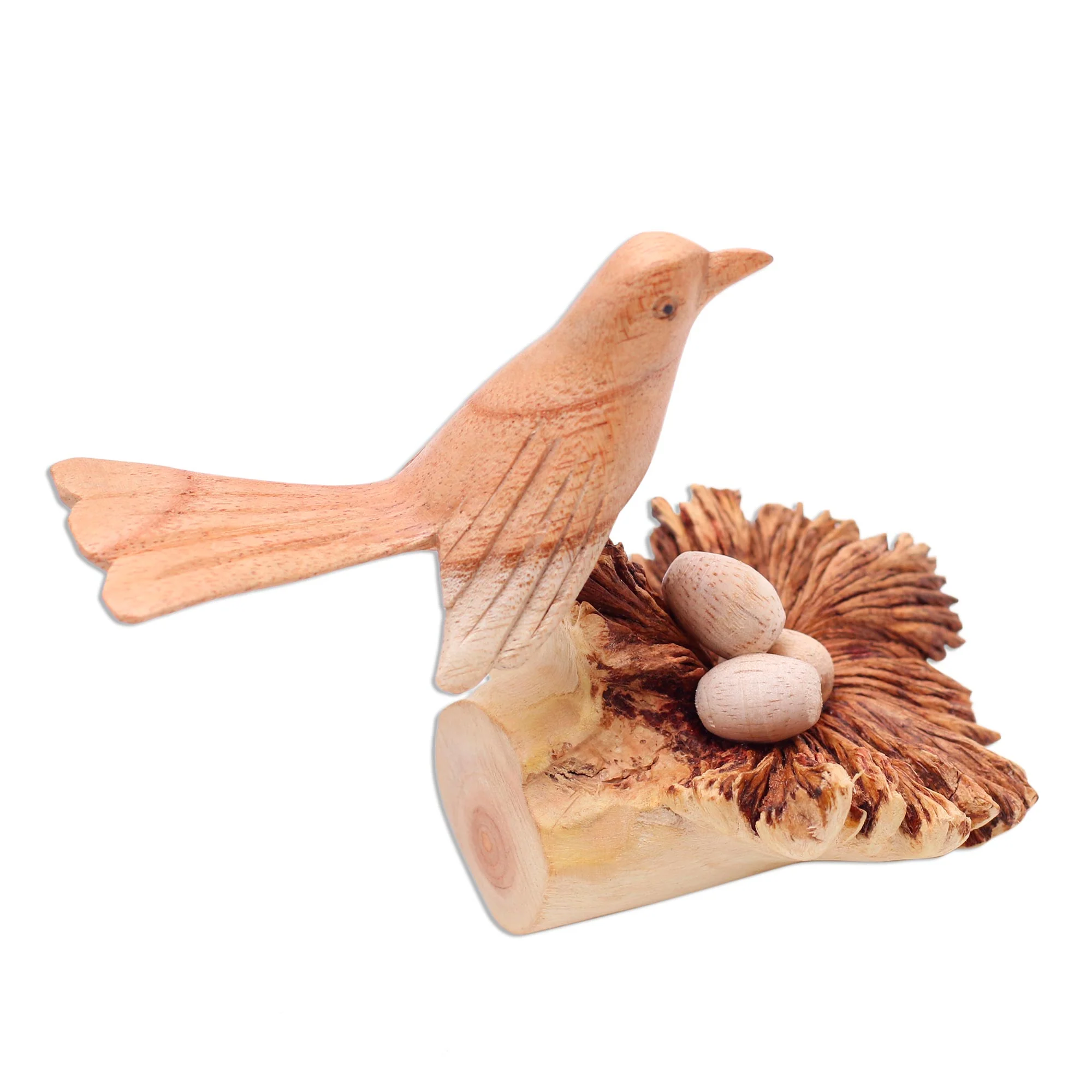Nesting Bird Nesting Bird Hand Carved Wood Sculpture - Image 4