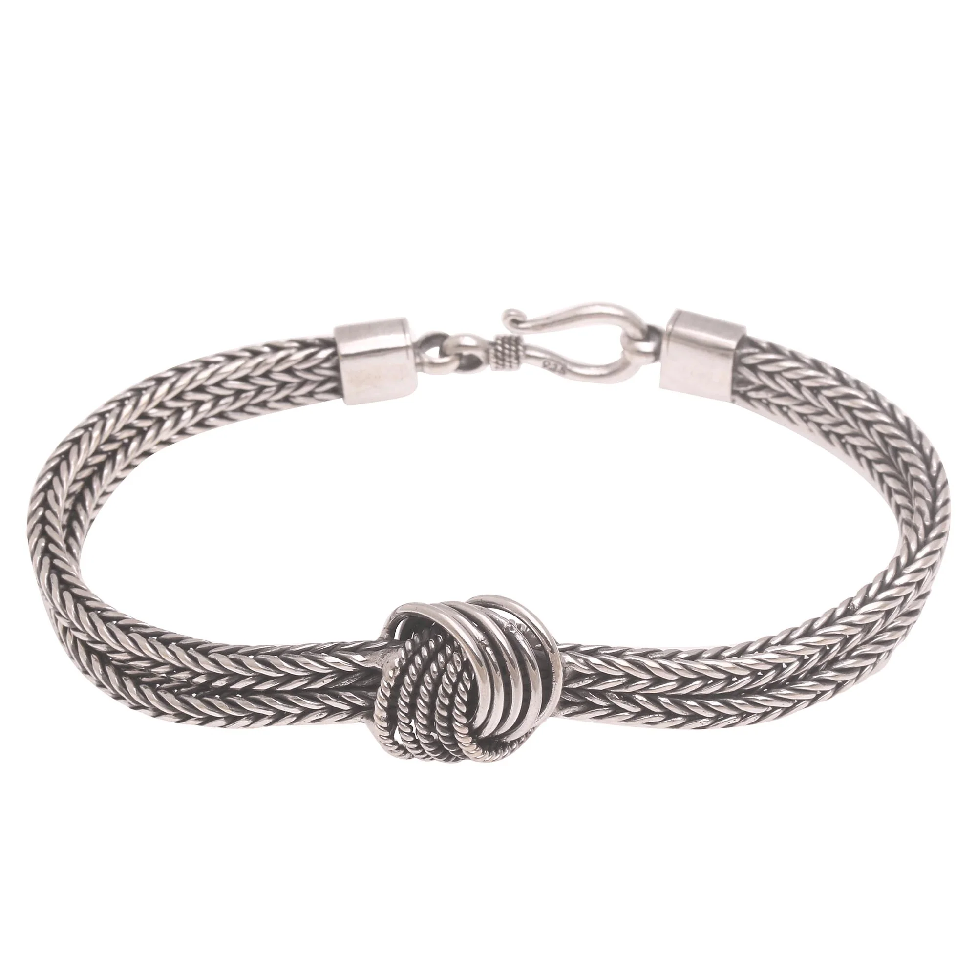 Neverending Link Sterling Silver Naga Chain Pendant Bracelet from Bali - Image 2