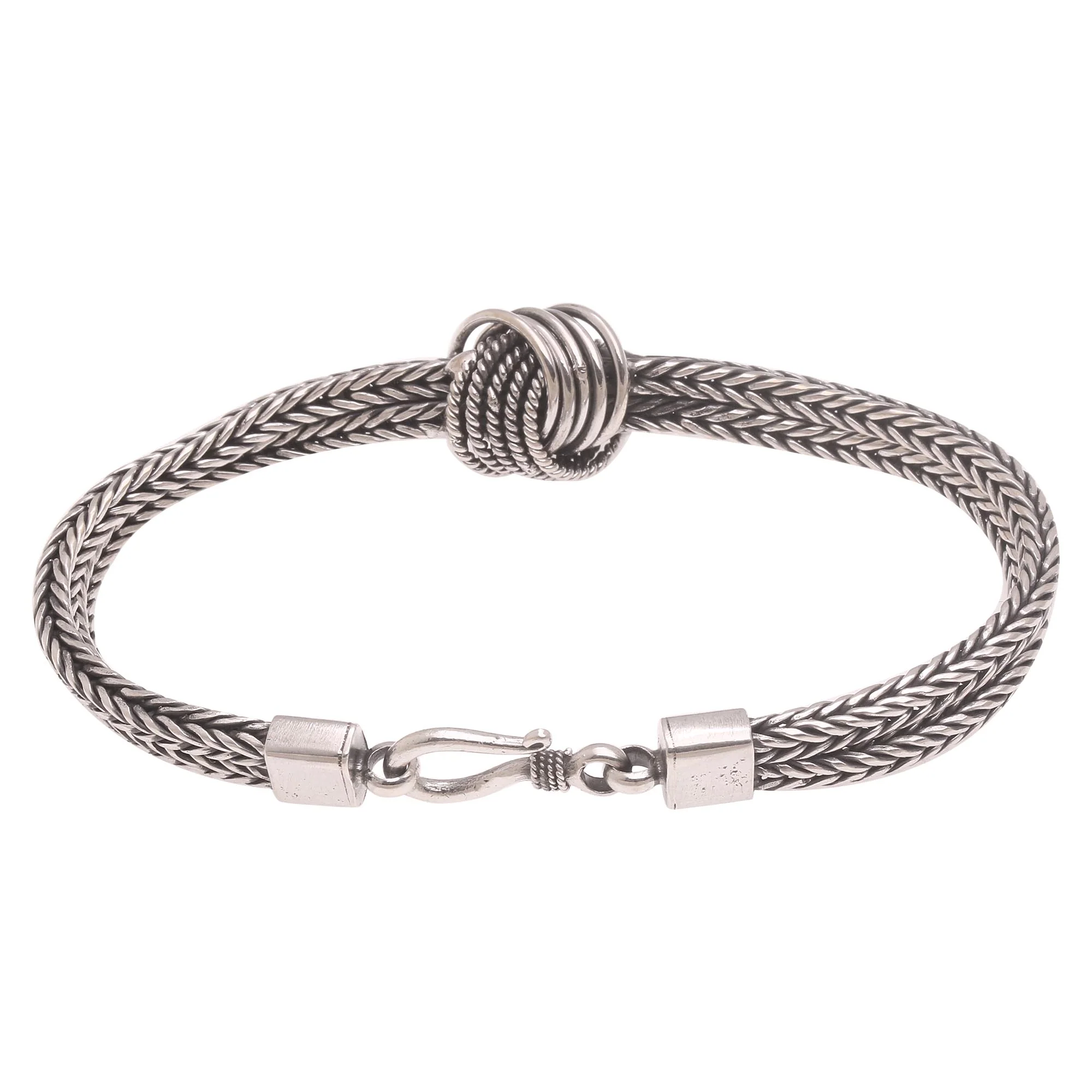 Neverending Link Sterling Silver Naga Chain Pendant Bracelet from Bali - Image 5