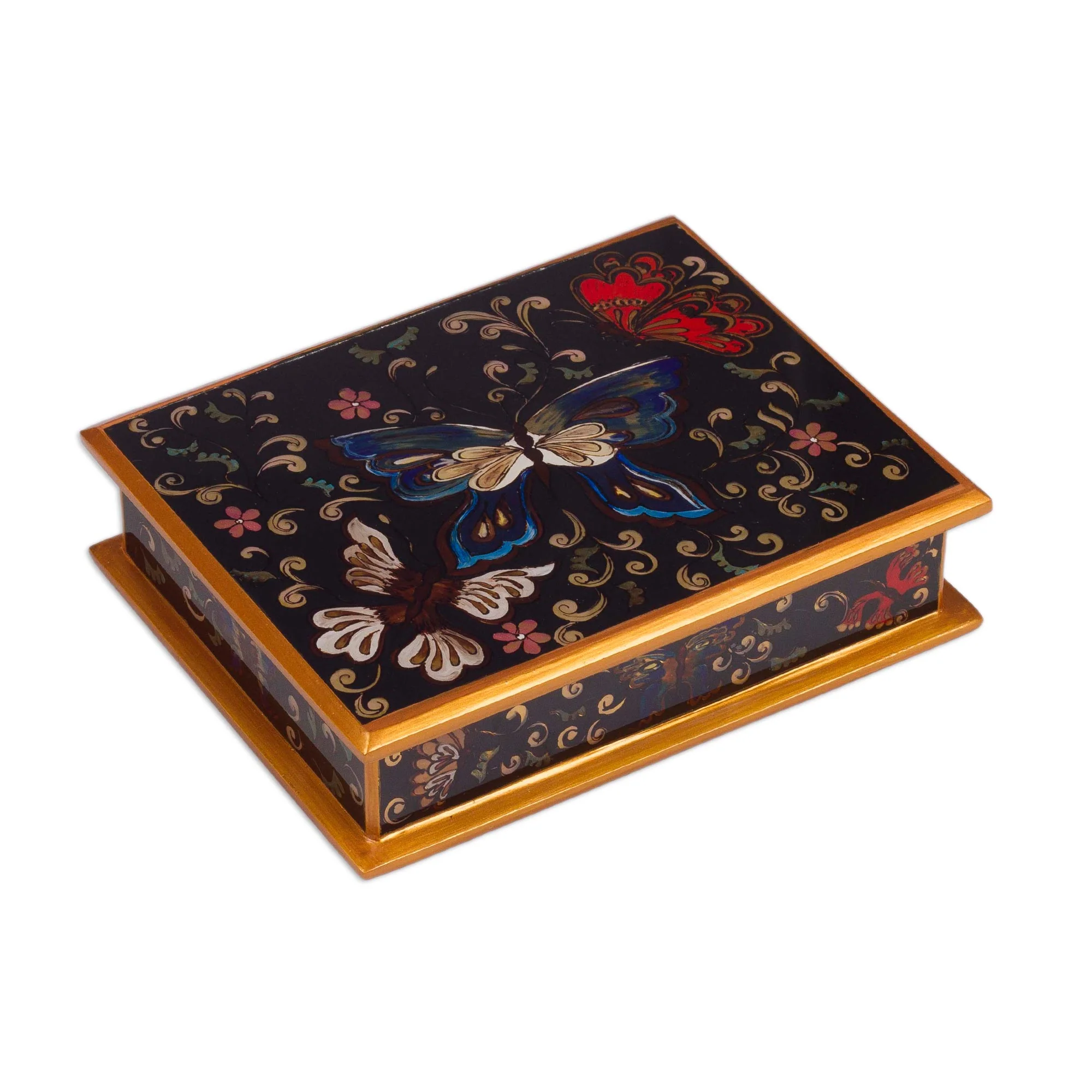 Night Flutters Painted Glass Jewelry Box - Image 2