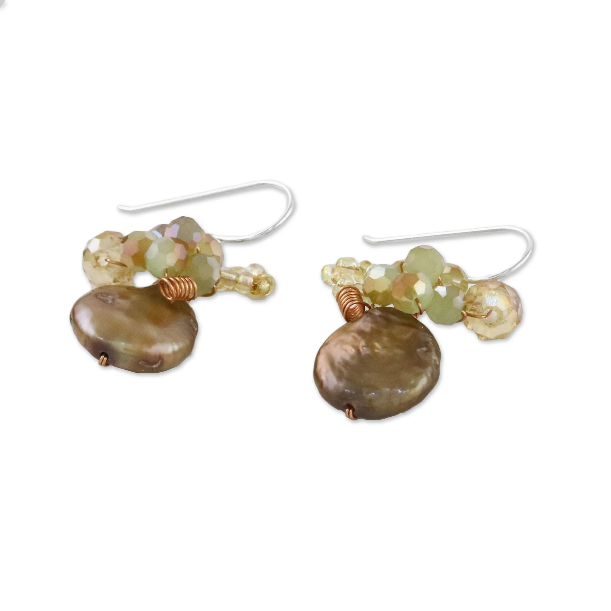 Night Glamour Cultured Pearl Cluster Dangle Earrings from Thailand - Image 4