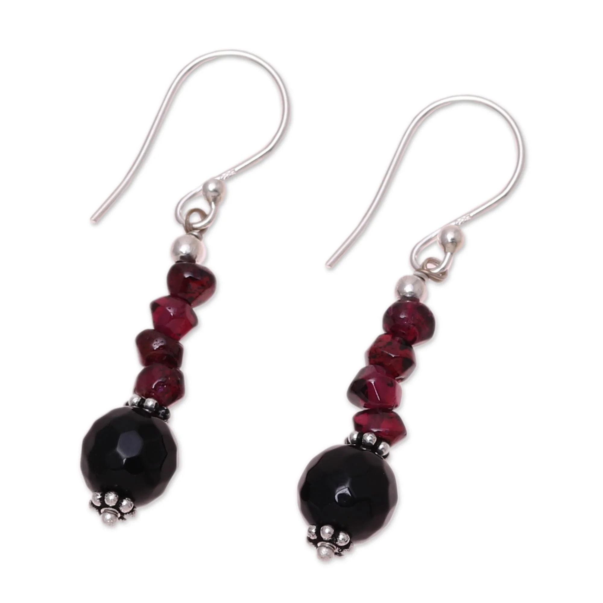 Night of Passion Garnet and onyx dangle earrings - Image 4