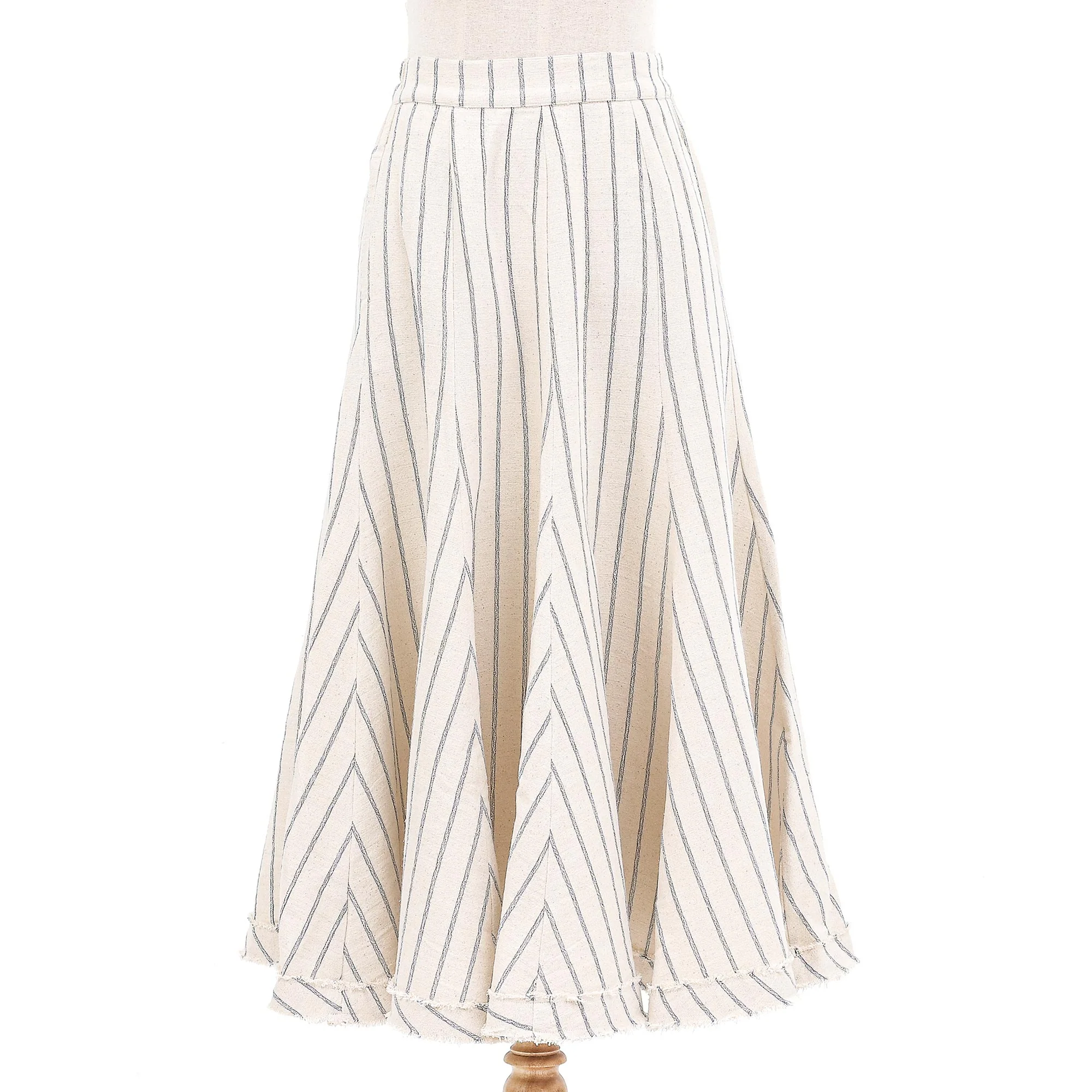 Noble Lines in Blue Artisan Crafted Cotton Skirt - Image 2