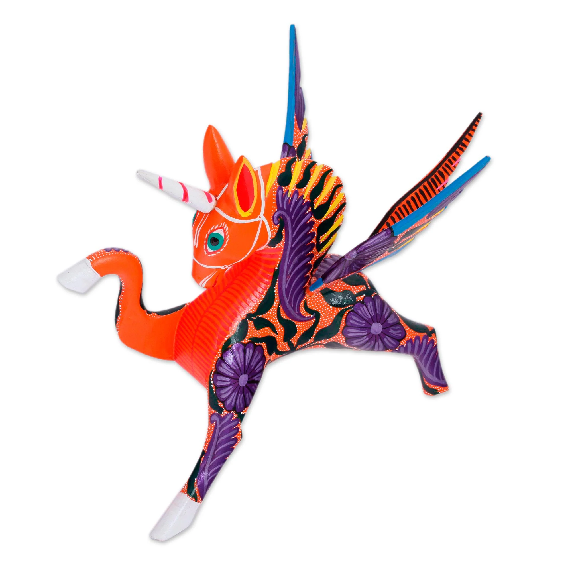 Noble Pegasus Hand-Painted Wood Alebrije Pegasus Sculpture from Mexico - Image 5