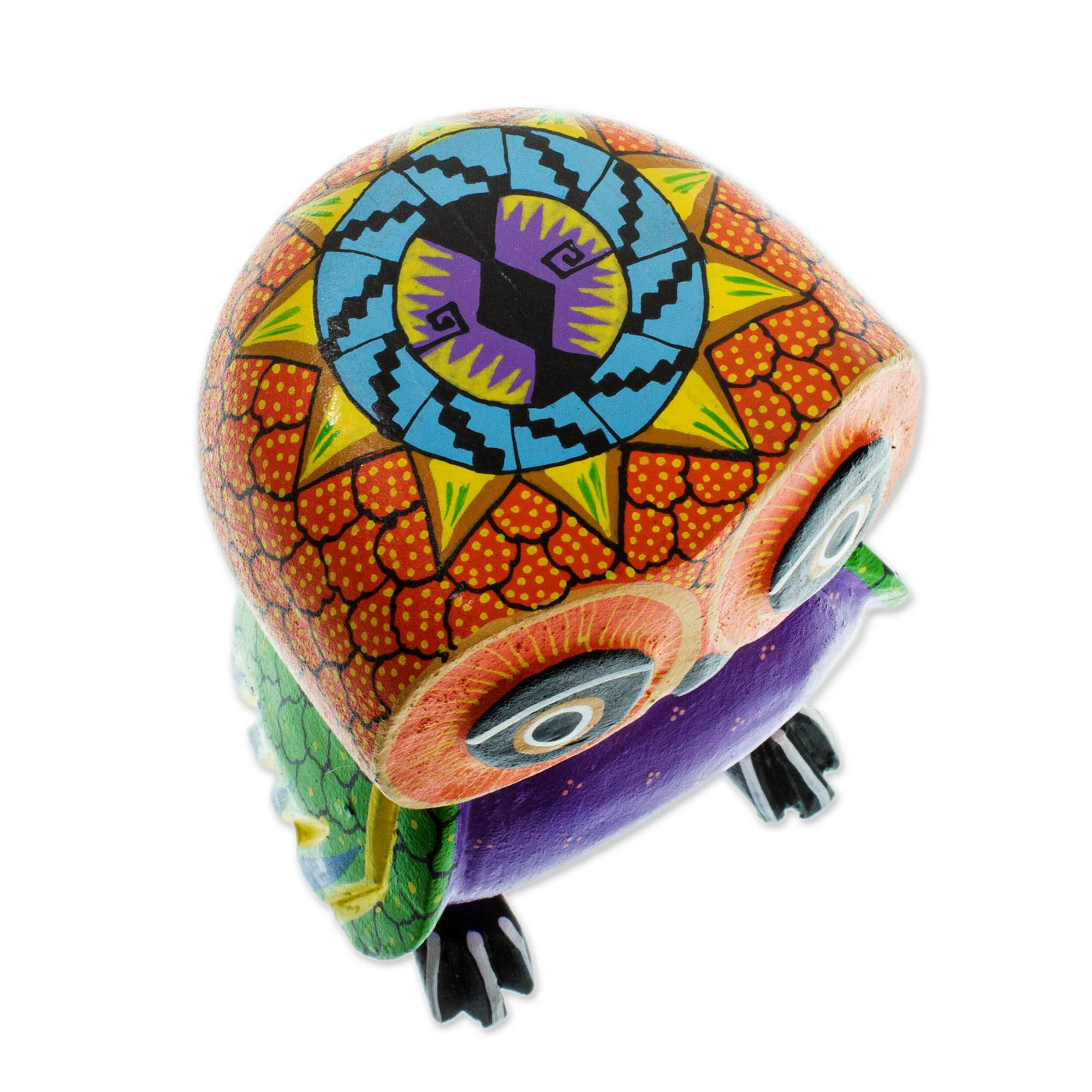 Nocturnal Mirage Mexican Hand Painted Copal Wood Owl Alebrije Sculpture - Image 3