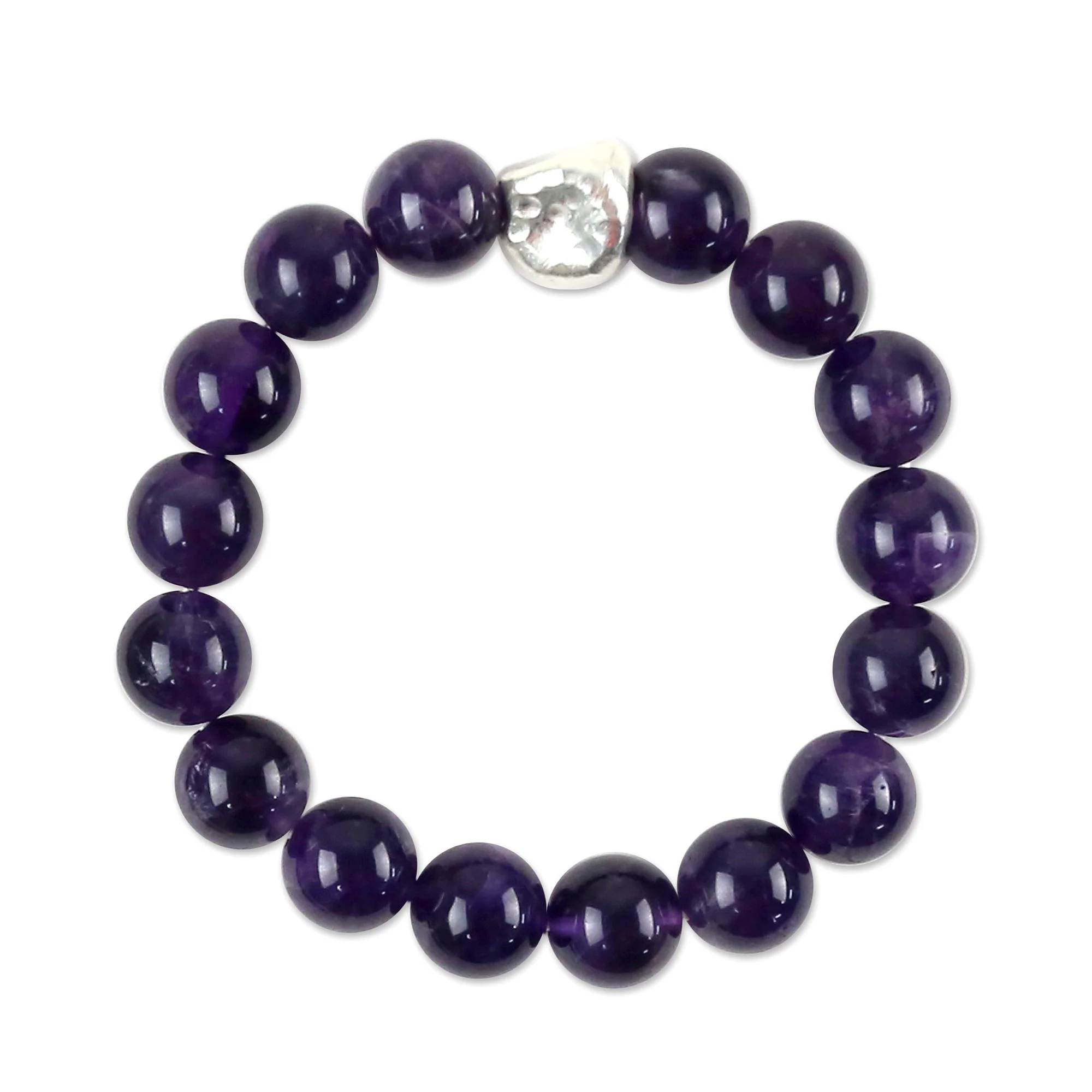 Nonconformist Beaded Amethyst and Karen Silver Bracelet from Thailand - Image 2